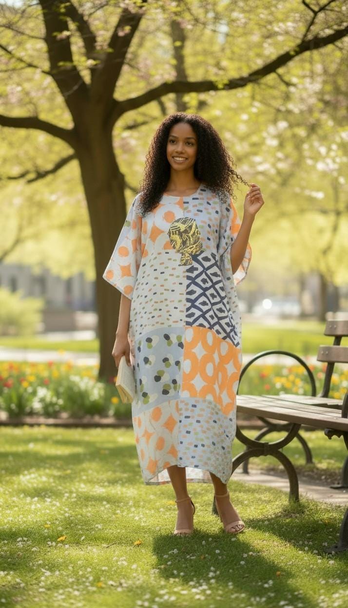 LiLiGirl Sequin Afro-Girl Bou Bou Kaftan Dress