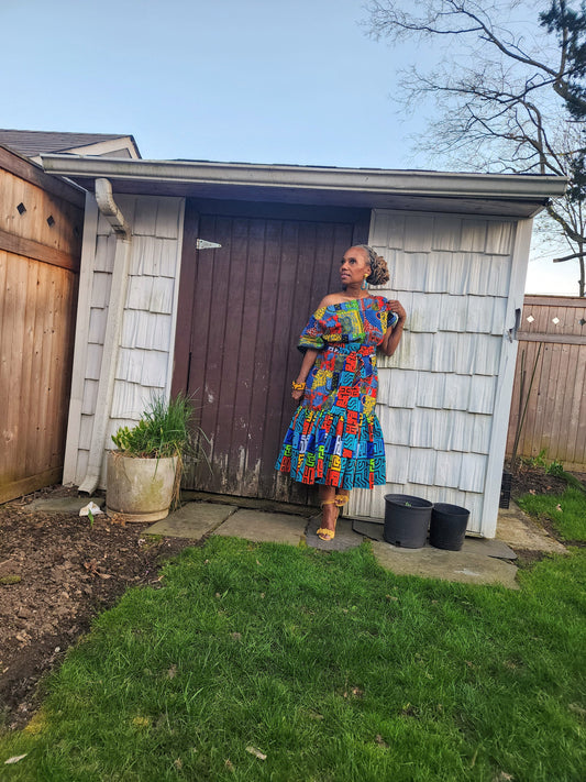FUNIKA Dress, Mixed African Print Dress, Plus size African Print dress