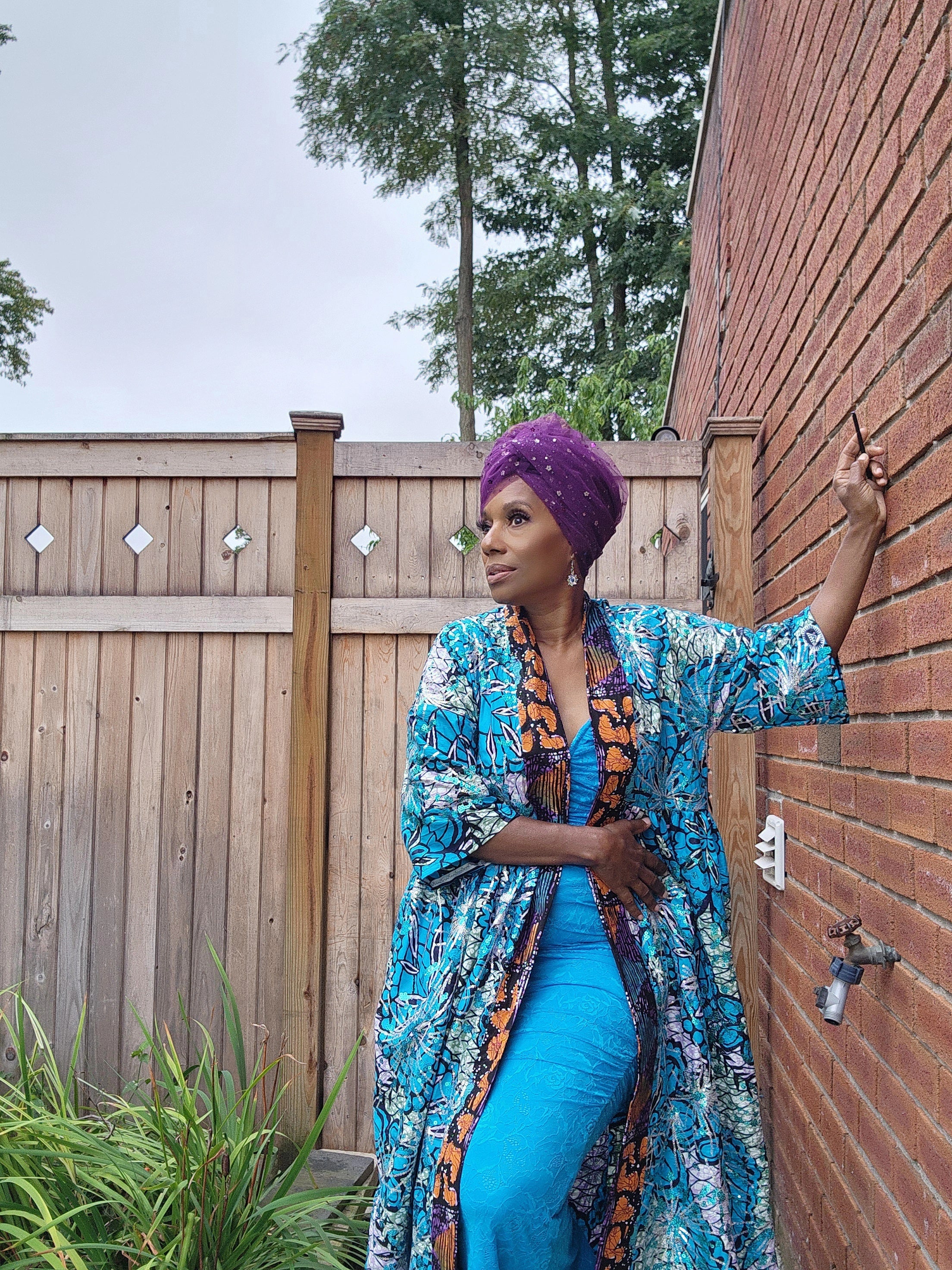 Sequin Harusi Kimono, Sequin Embroidered Bridal Kimono, African Print Duster Robe, Sequin Embroidered Sequin Harusi Kimono, Bridal Kimono, Full Length Gown