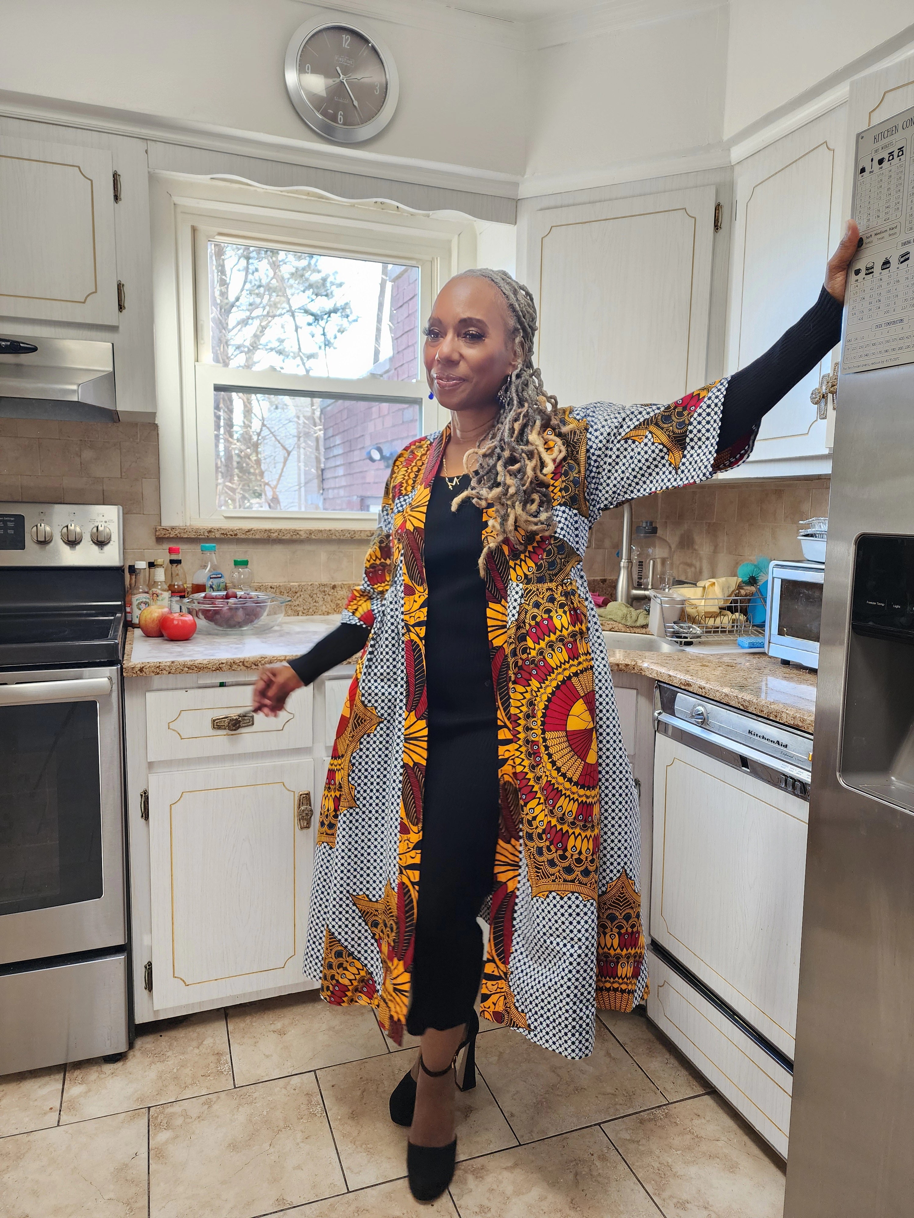 Harusi Kimono, Midi Length African Print Jacket