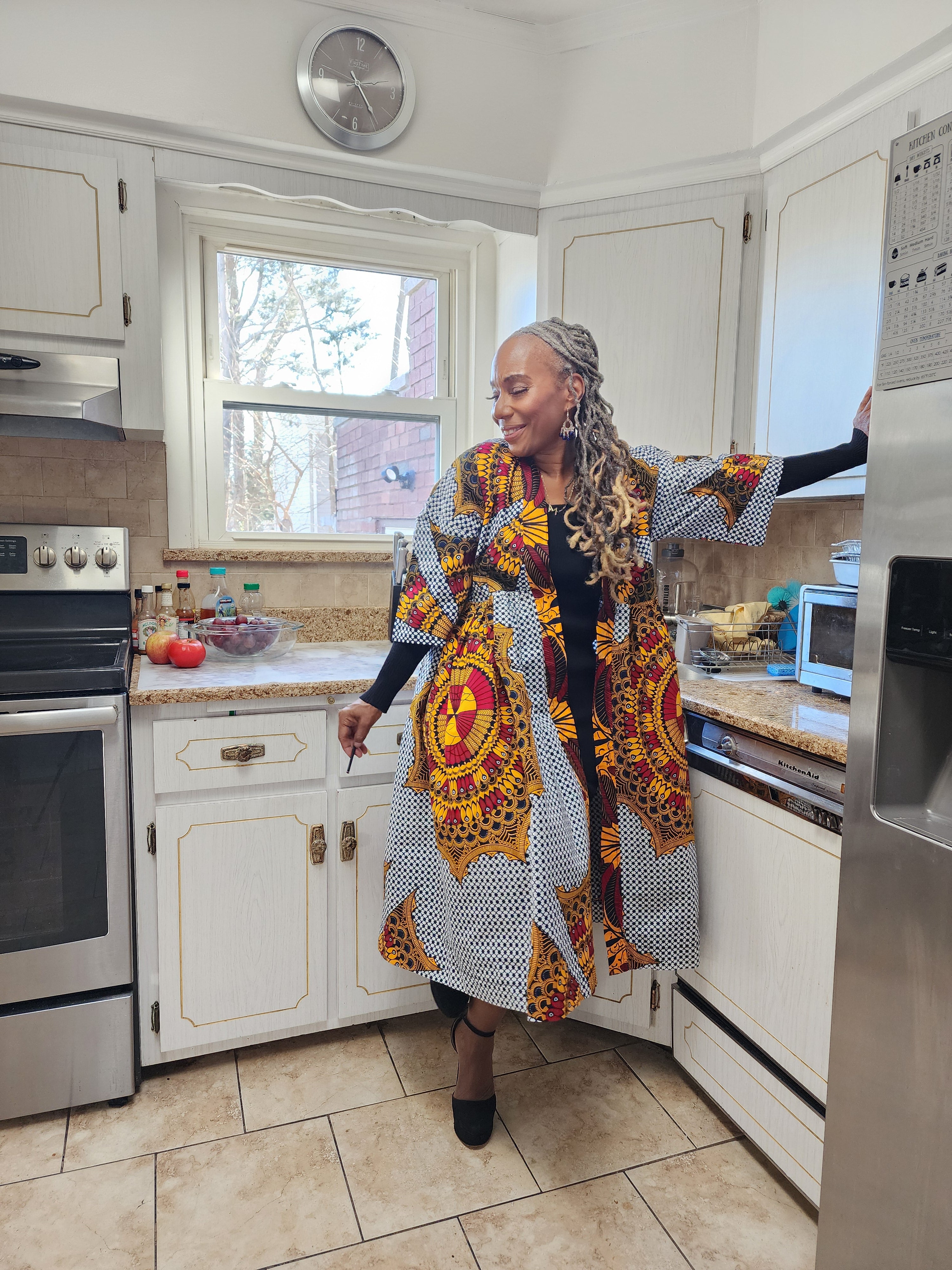 Harusi Kimono, Midi Length African Print Jacket