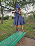 NY Yankee Denim Sleeveless  Skater Dress, Modest Church Dress