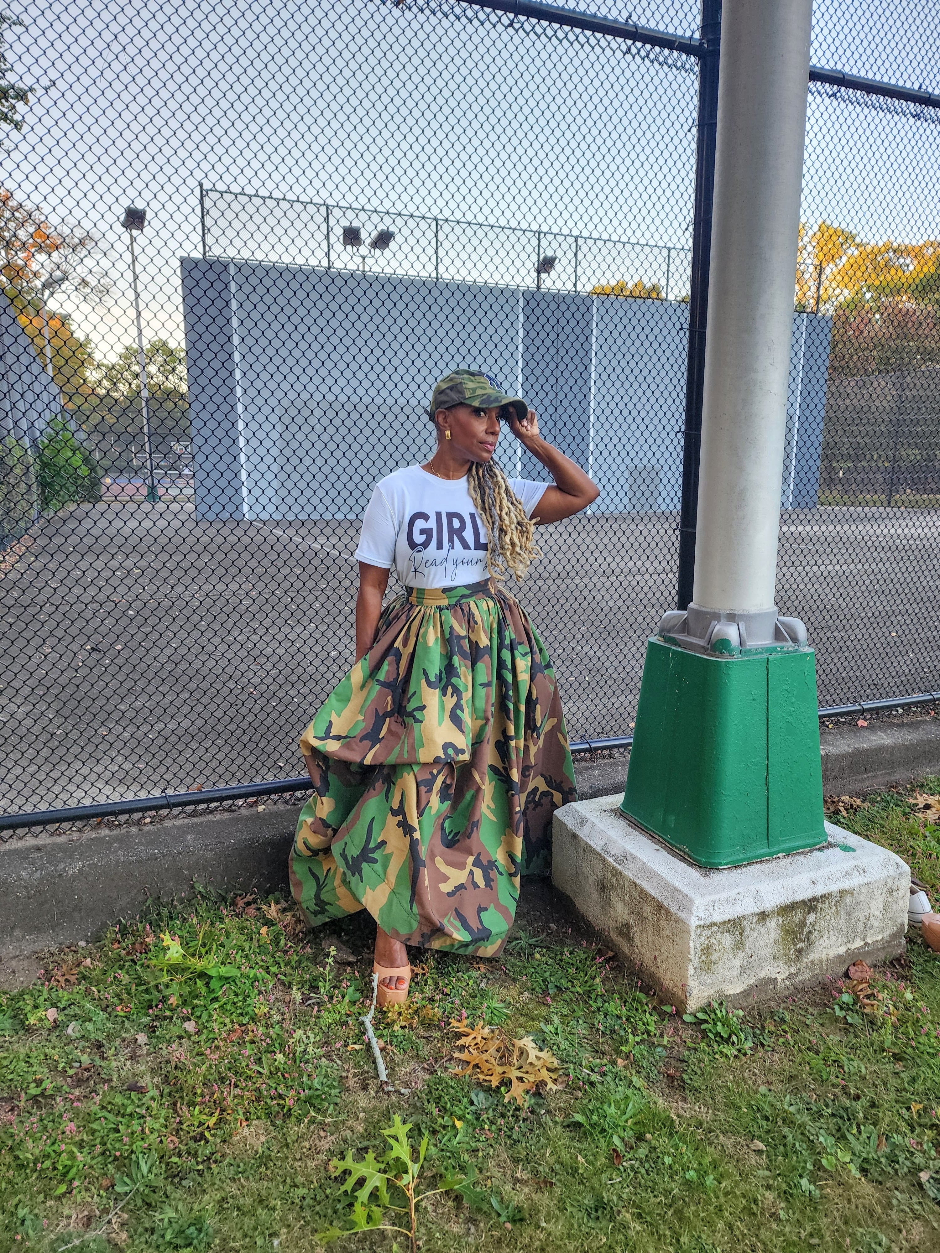 Vita High Waist Camouflage  Maxi Skirt