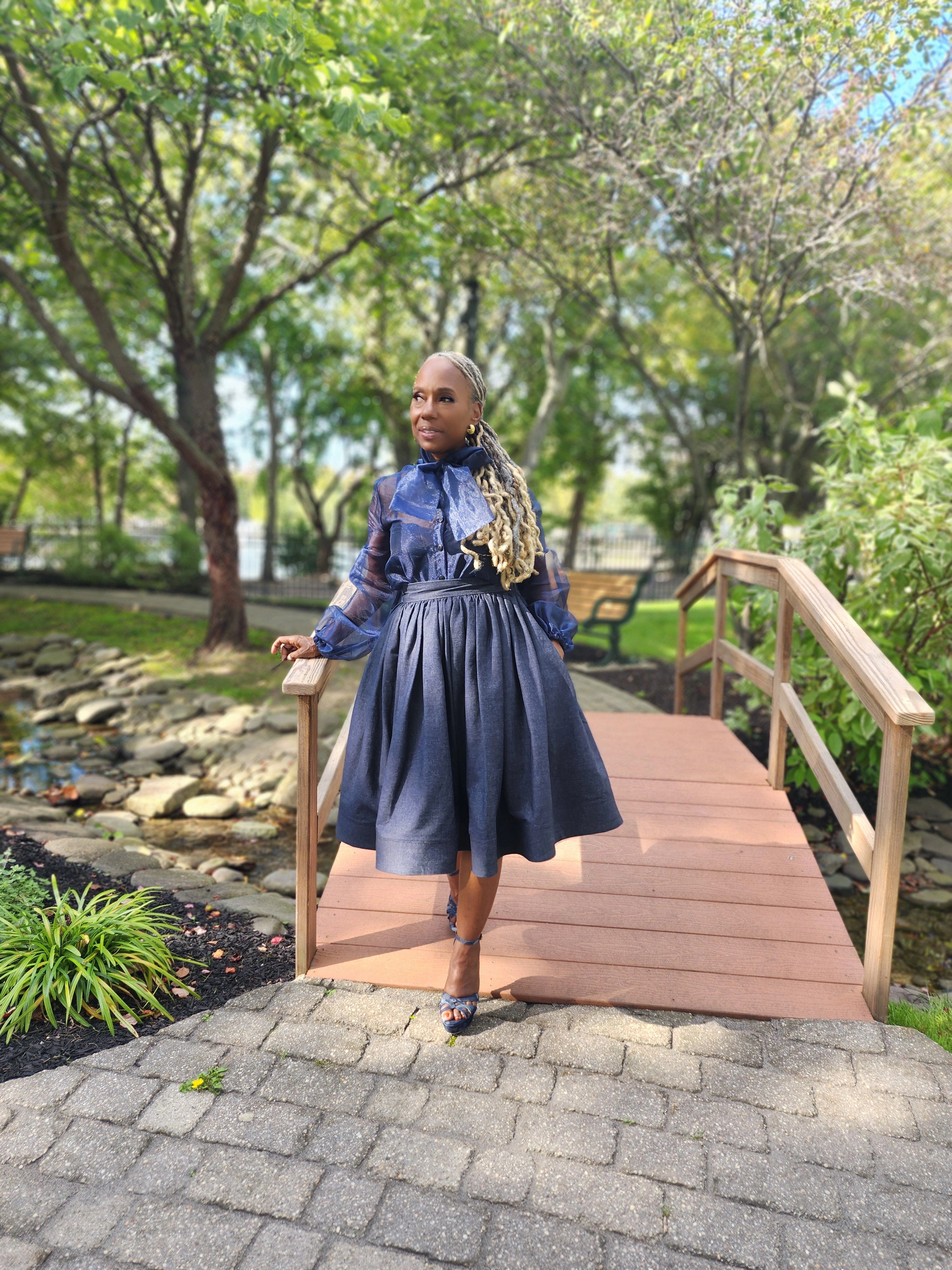 High Waist Indigo Blue Denim Belle Skirt