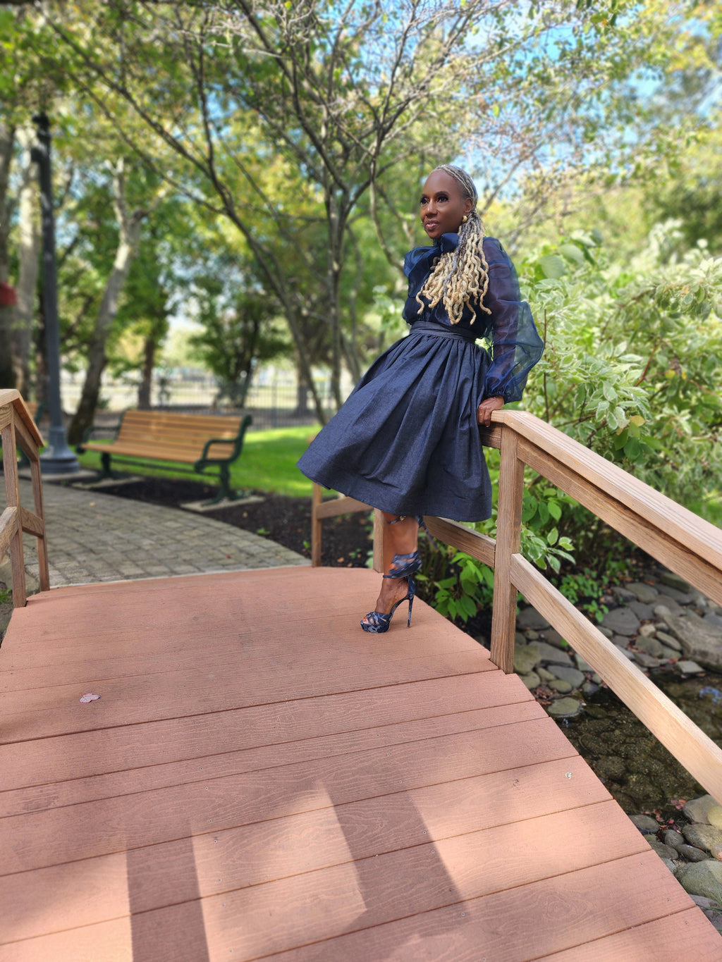 High Waist Indigo Blue Denim Belle Skirt