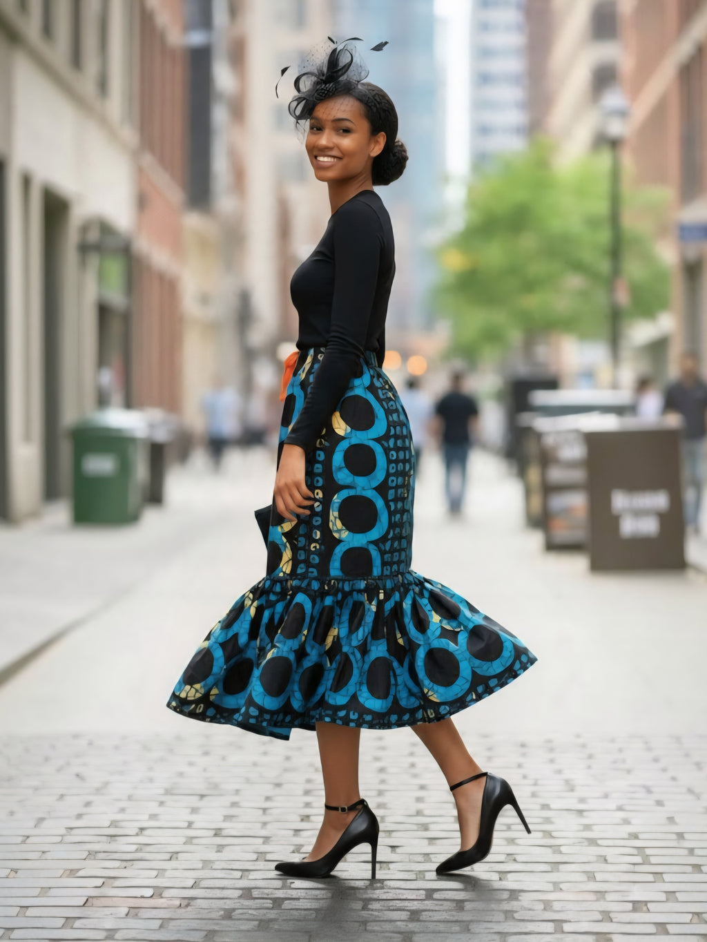 Kike Trumpet Handmade Ankara Cotton Skirt: African Print Drawstring Plus Size