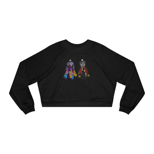 Artistic Women's Cropped Fleece Pullover – Colorful Design for Fashion Lovers