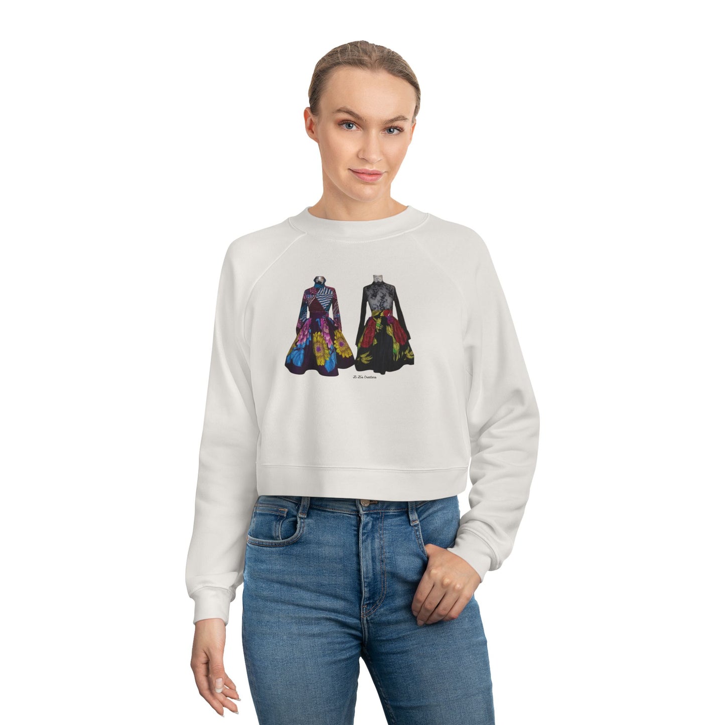 Artistic Women's Cropped Fleece Pullover – Colorful Design for Fashion Lovers