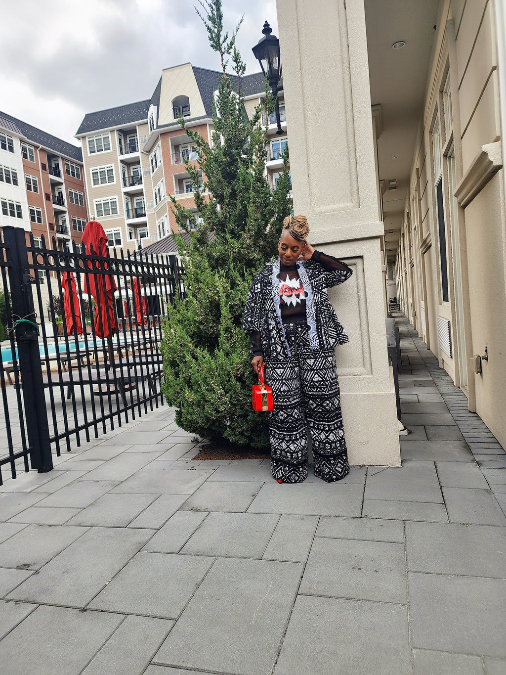 Harusi Minni-Mini Kimono, Black and White Mix Print Kimono