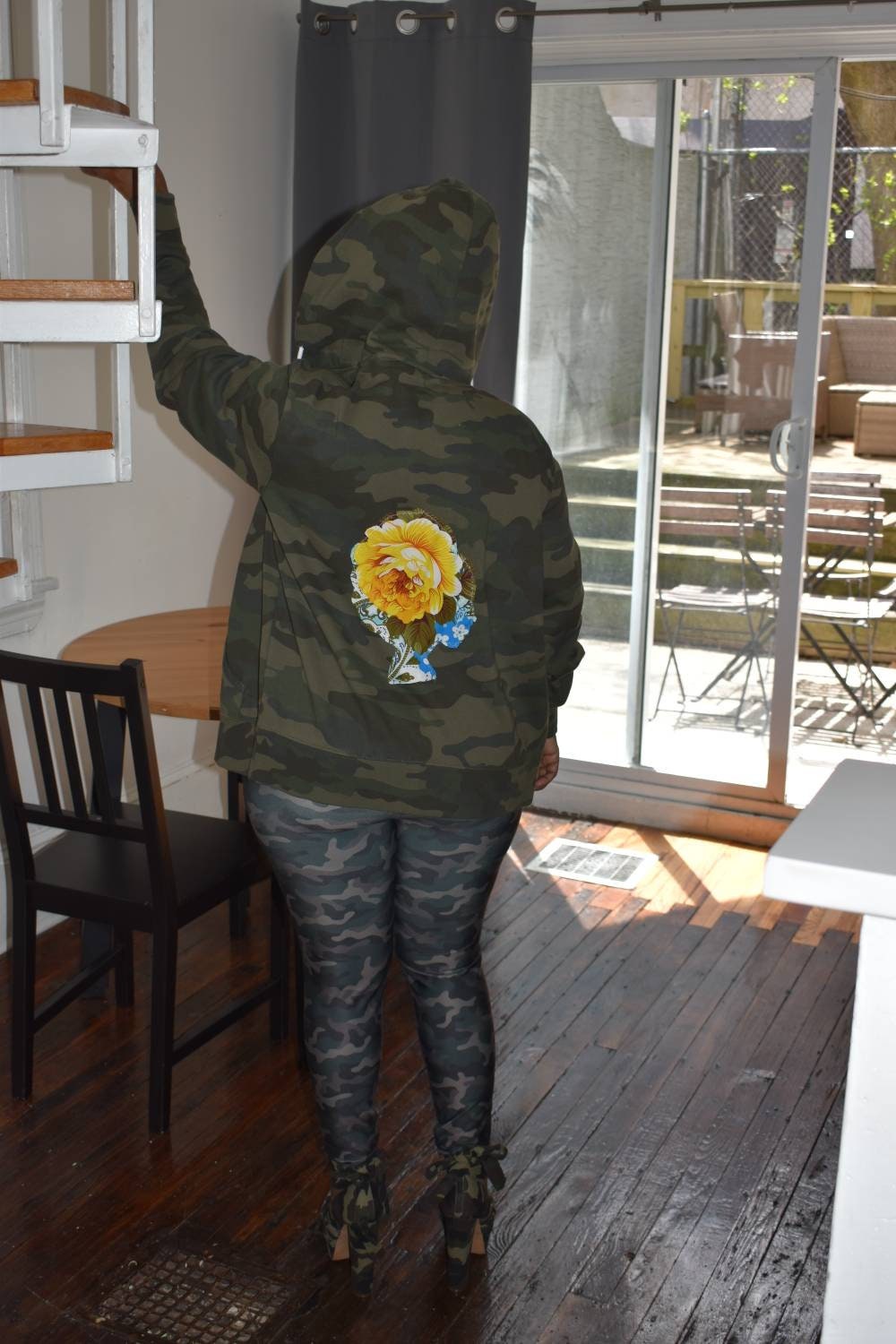 LiiLiiGiirl Camouflage Zip Hoodie: Floral AfroGirl Design