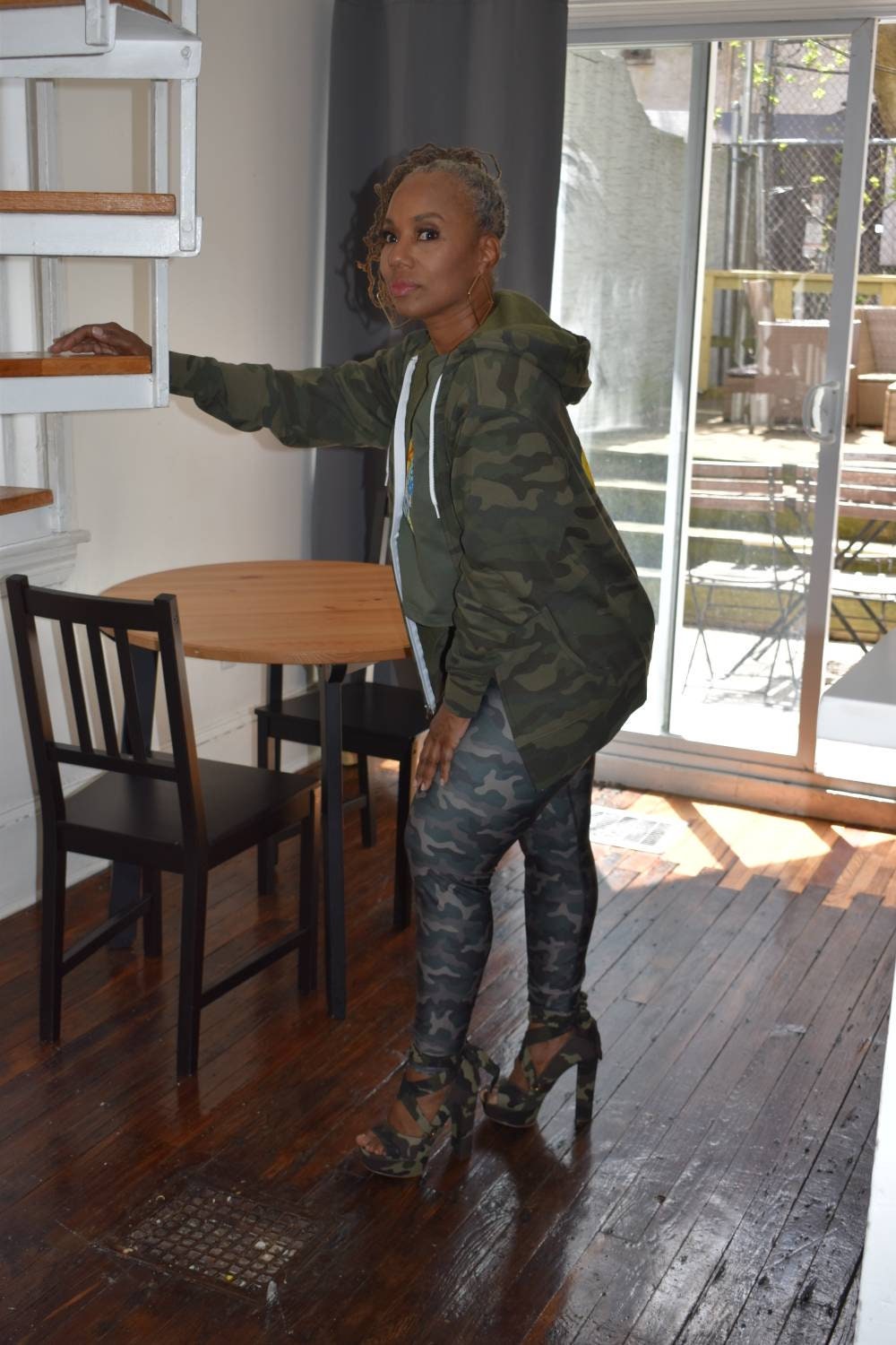 LiiLiiGiirl Camouflage Zip Hoodie: Floral AfroGirl Design
