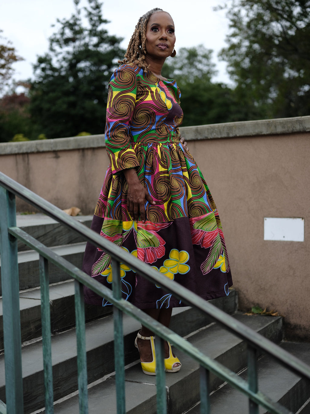 LiLi Afro Belle Dutch Wax Dress: Retro Midi Cocktail Dress