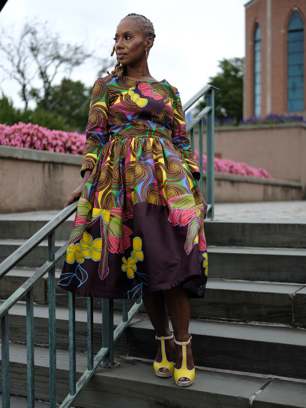 LiLi Afro Belle Dutch Wax Dress: Retro Midi Cocktail Dress