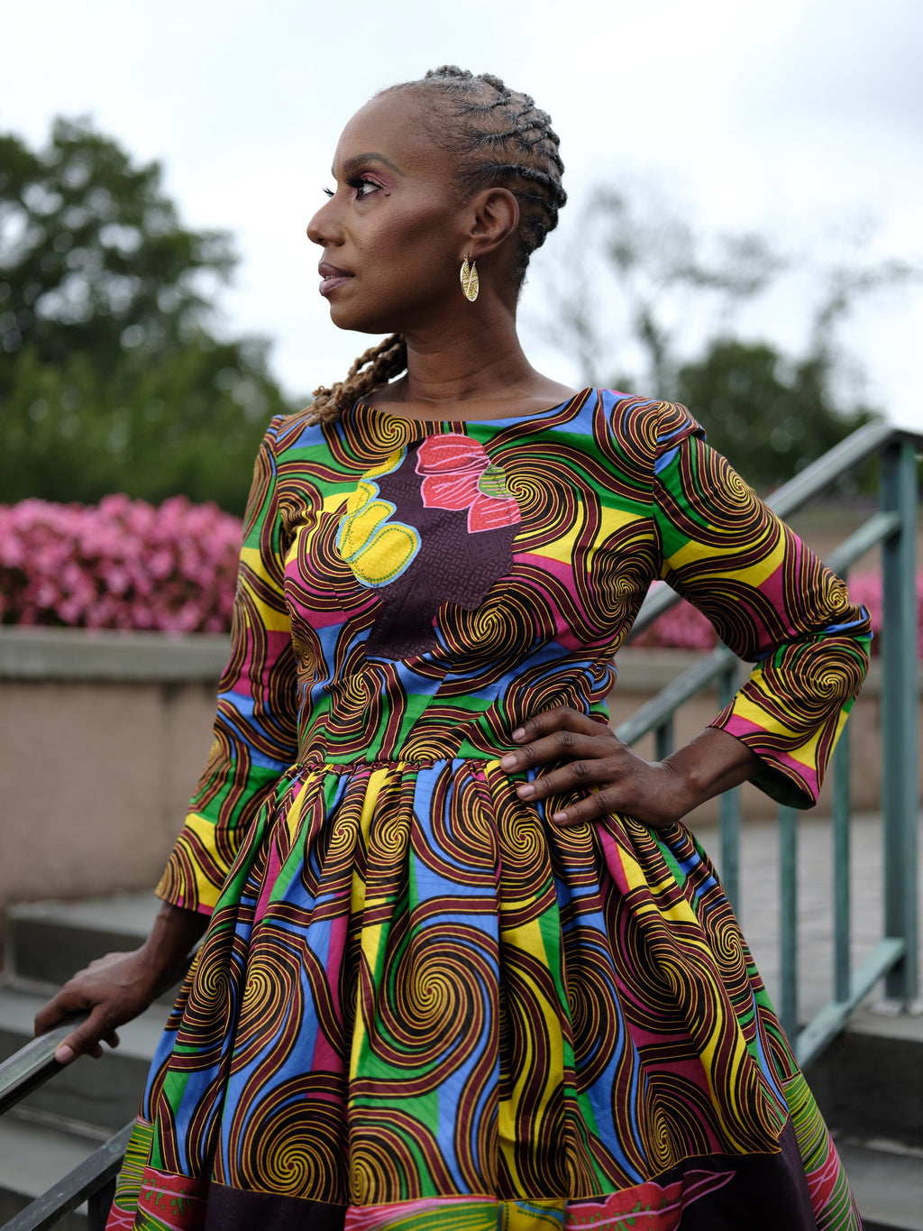 LiLi Afro Belle Dutch Wax Dress: Retro Midi Cocktail Dress