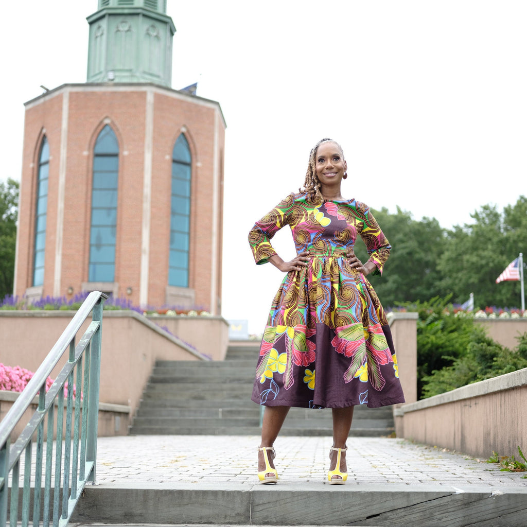 LiLi Afro Belle Dutch Wax Dress: Retro Midi Cocktail Dress
