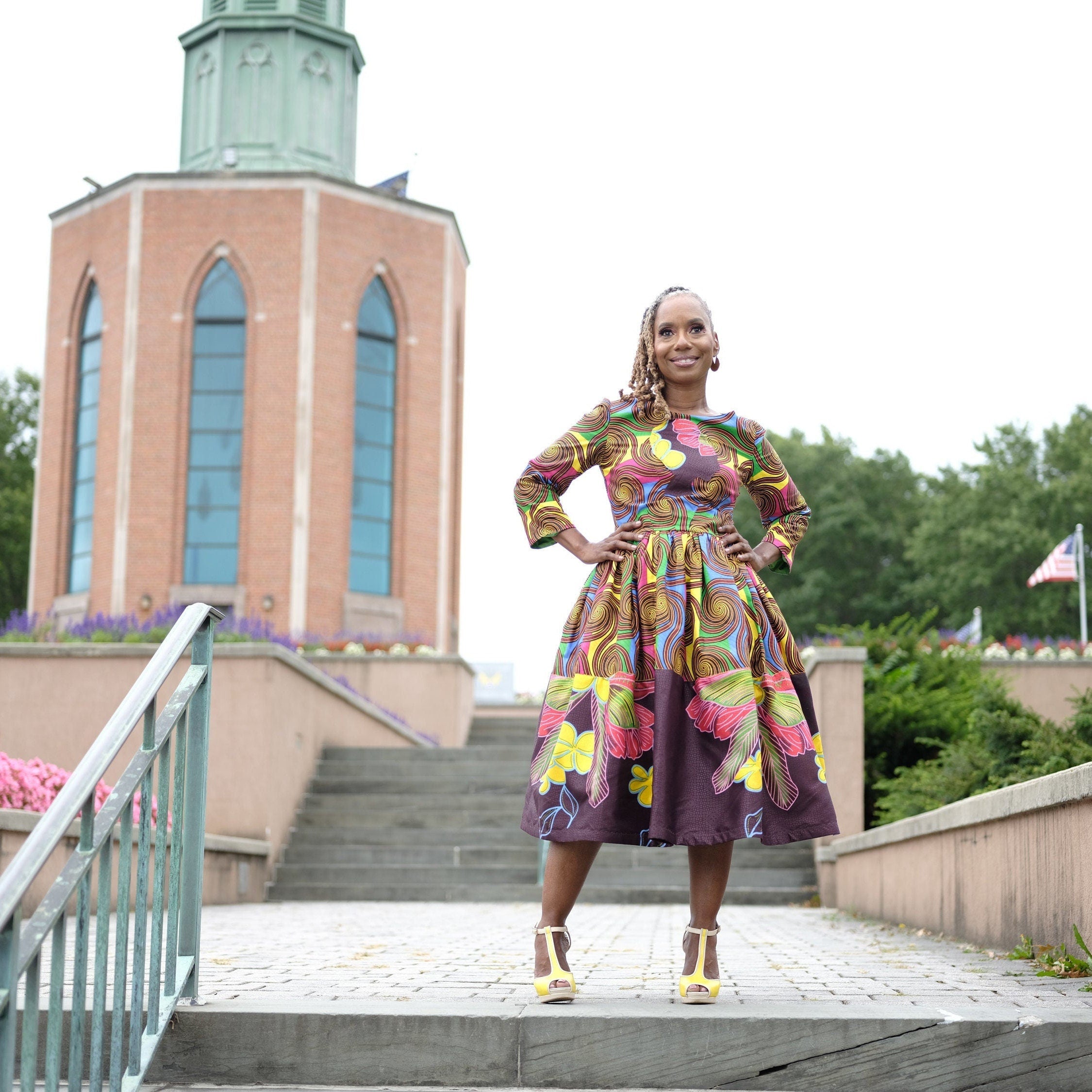 LiLi Afro Belle Dutch Wax Dress: Retro Midi Cocktail Dress