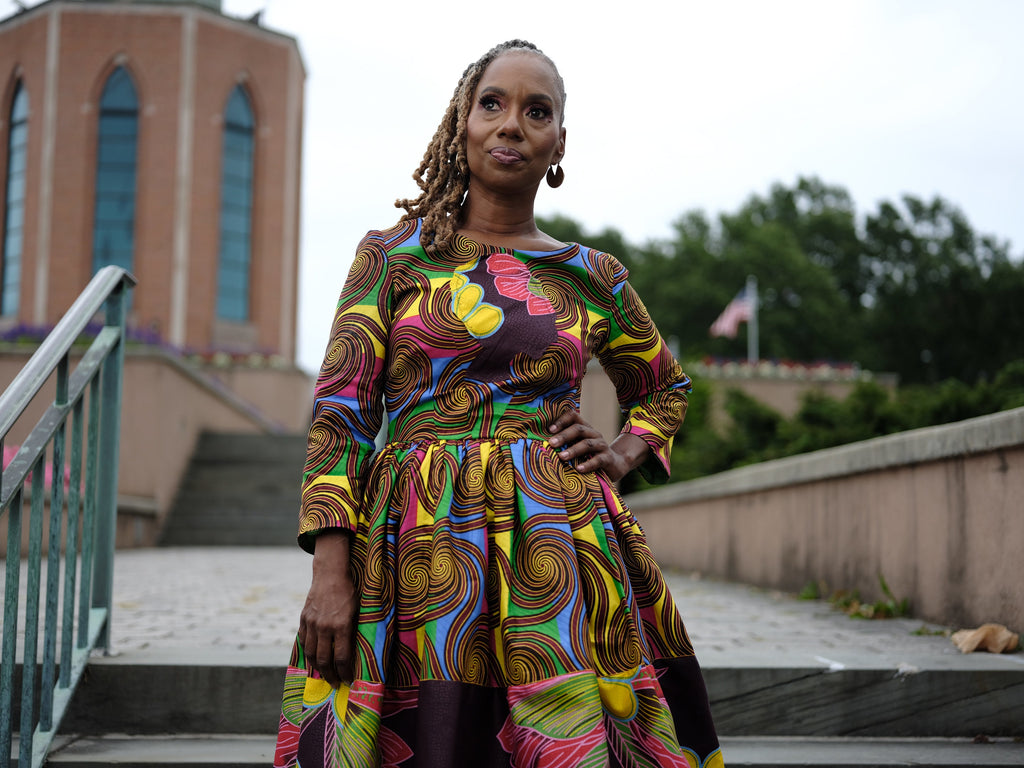 LiLi Afro Belle Dutch Wax Dress: Retro Midi Cocktail Dress