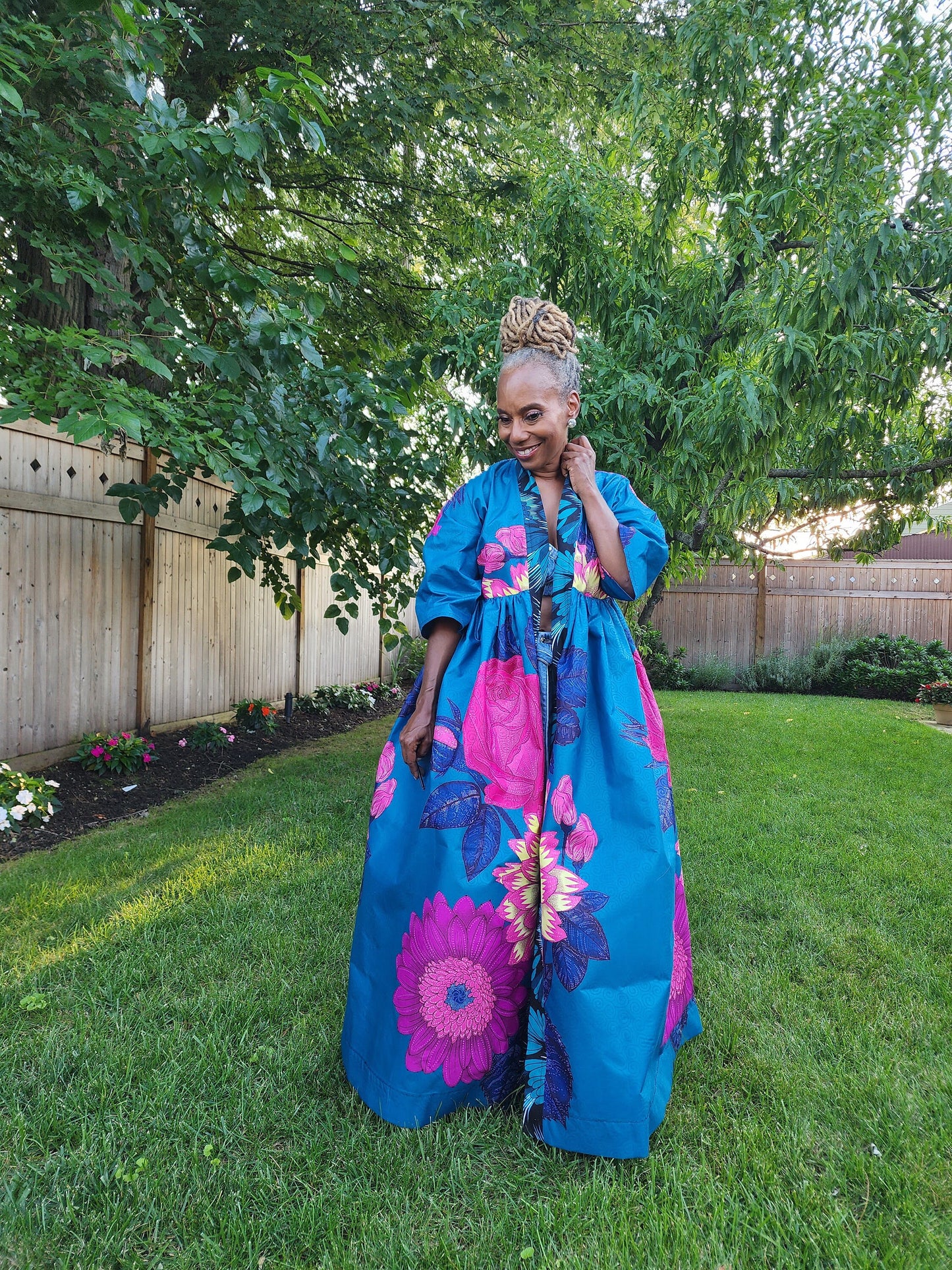Harusi Kimono | Floral Full-Length Kimono Length Floral Kimono |  Floral Bridal Robe