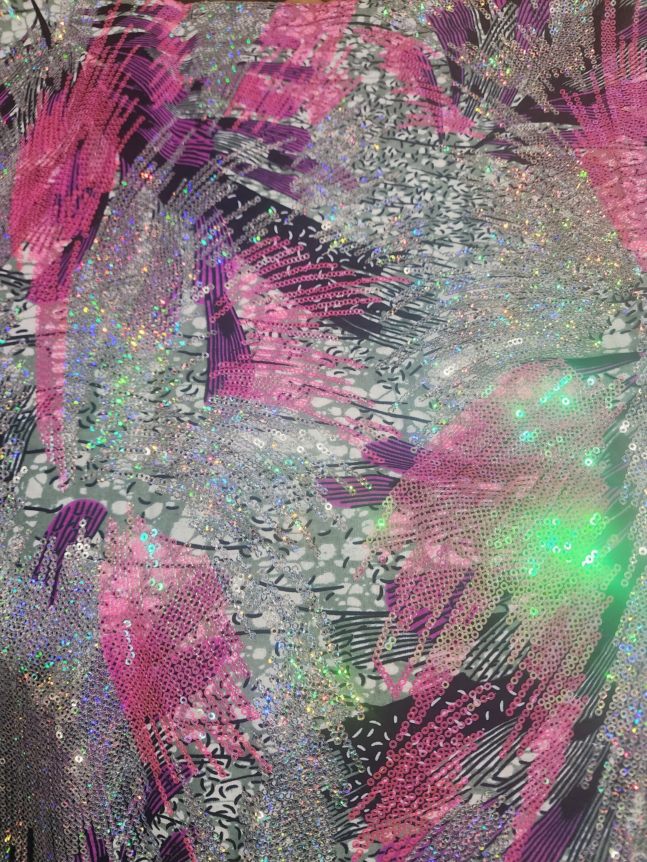 Sequin African Wax Print Head Wrap: Embroidered Cotton Scarf