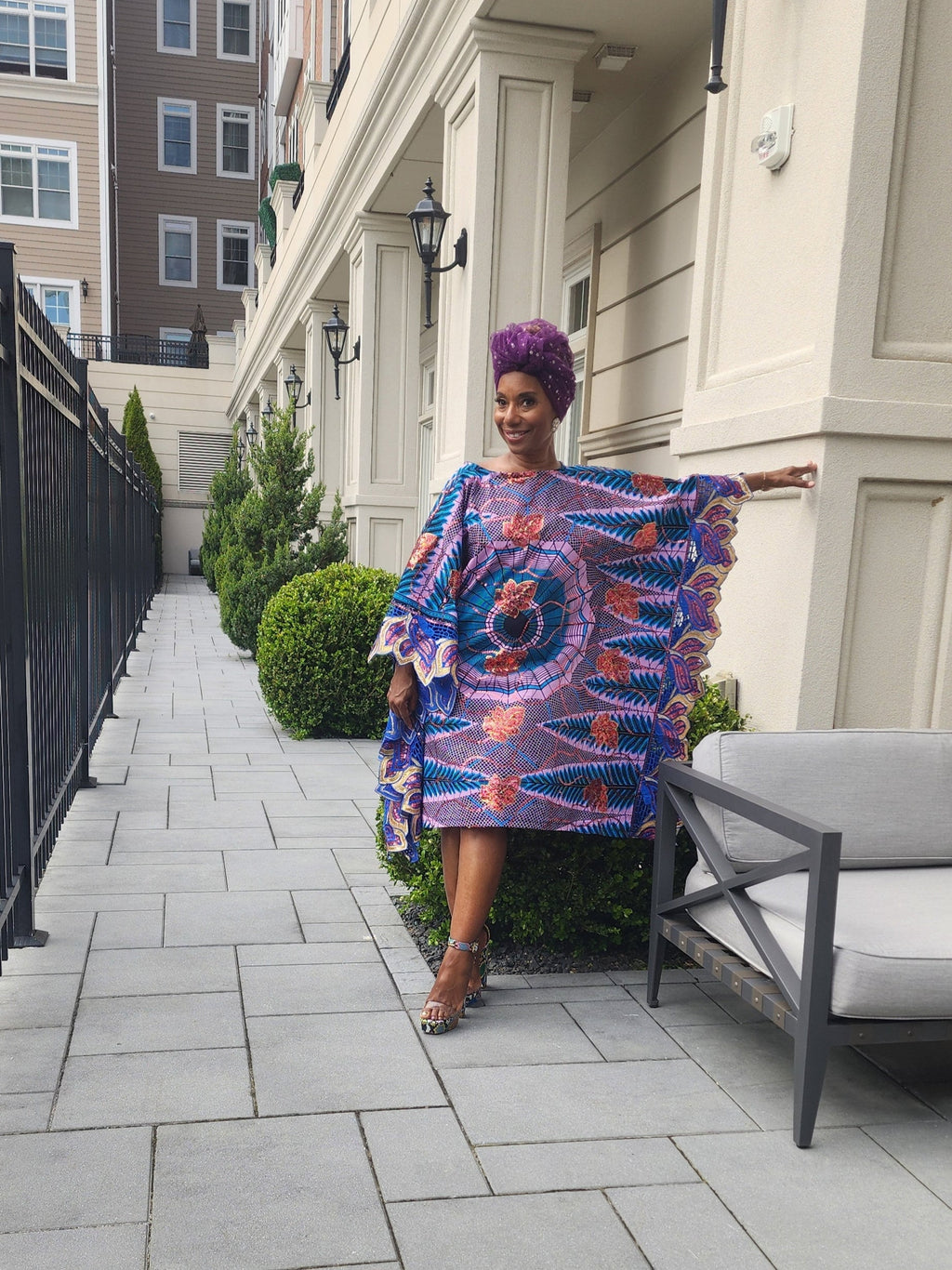 The Nora Kaftan,  Wide shoulder  Ankara Dress, Plus Size Kaftan Dress, Embroidered Kaftan Dress, African Kaftan Dress