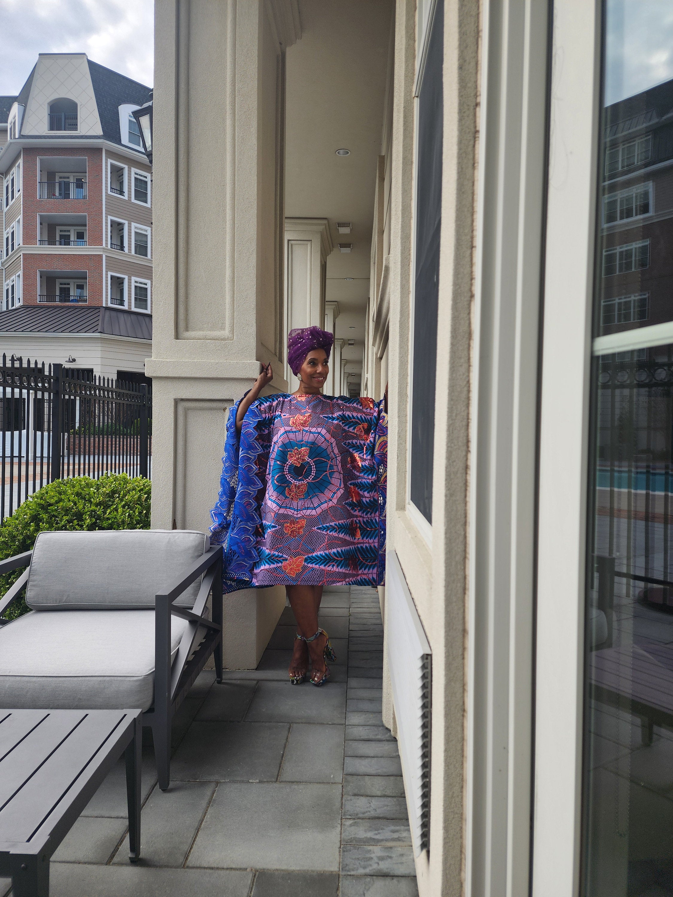 The Nora Kaftan,  Wide shoulder  Ankara Dress, Plus Size Kaftan Dress, Embroidered Kaftan Dress, African Kaftan Dress