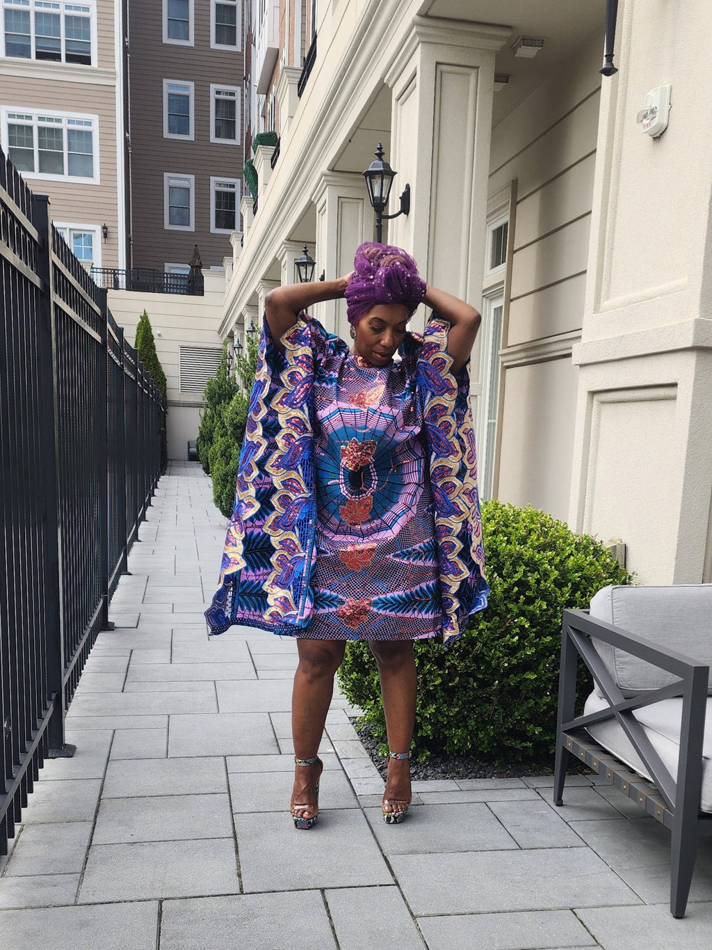 The Nora Kaftan,  Wide shoulder  Ankara Dress, Plus Size Kaftan Dress, Embroidered Kaftan Dress, African Kaftan Dress