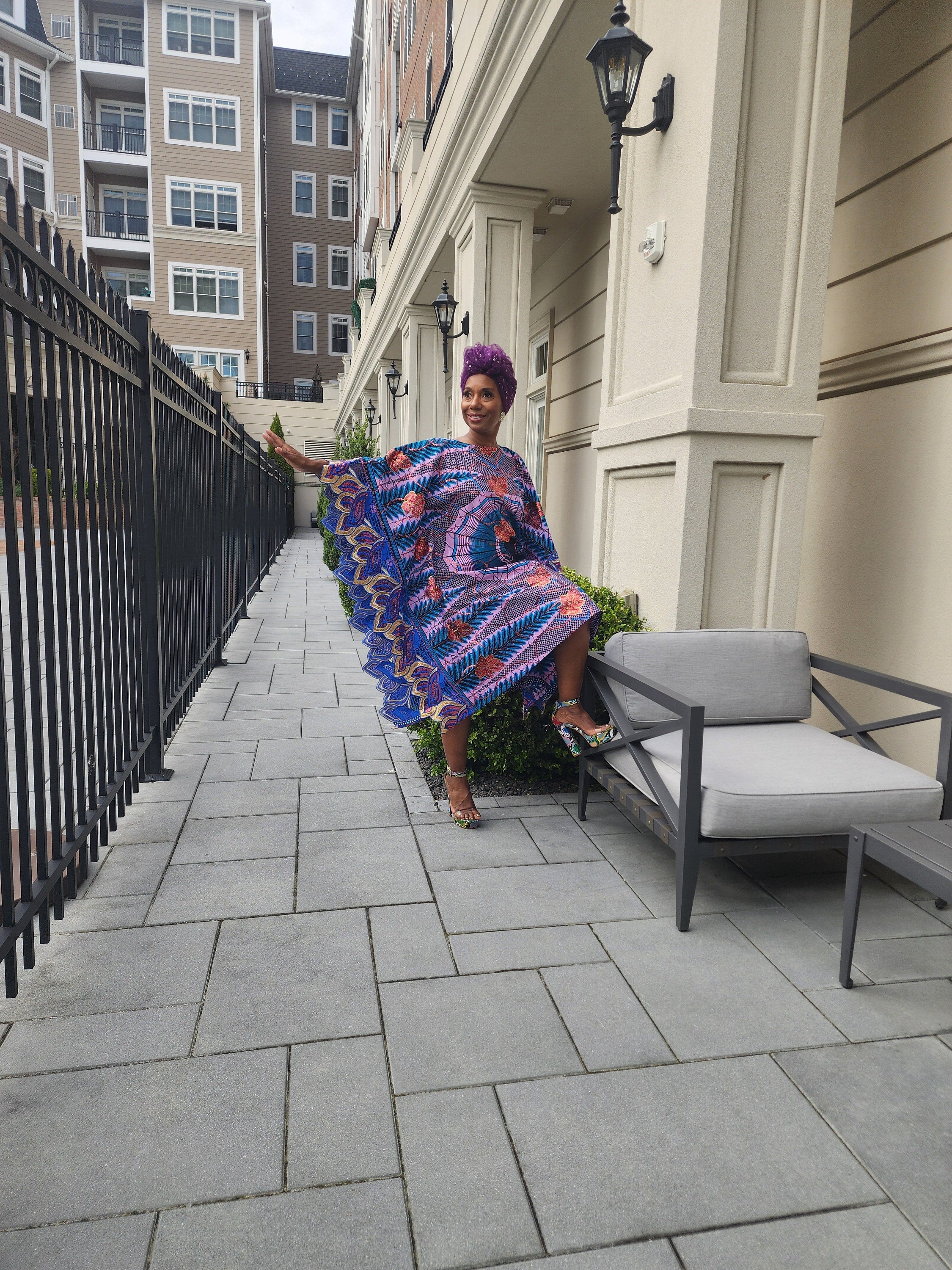 The Nora Kaftan,  Wide shoulder  Ankara Dress, Plus Size Kaftan Dress, Embroidered Kaftan Dress, African Kaftan Dress