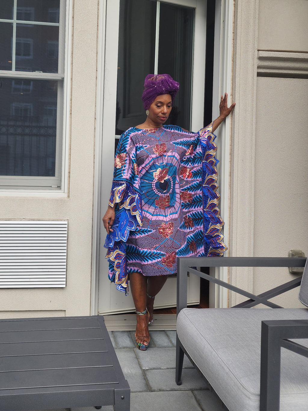 The Nora Kaftan,  Wide shoulder  Ankara Dress, Plus Size Kaftan Dress, Embroidered Kaftan Dress, African Kaftan Dress