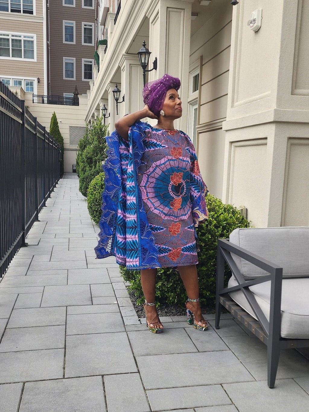 The Nora Kaftan,  Wide shoulder  Ankara Dress, Plus Size Kaftan Dress, Embroidered Kaftan Dress, African Kaftan Dress