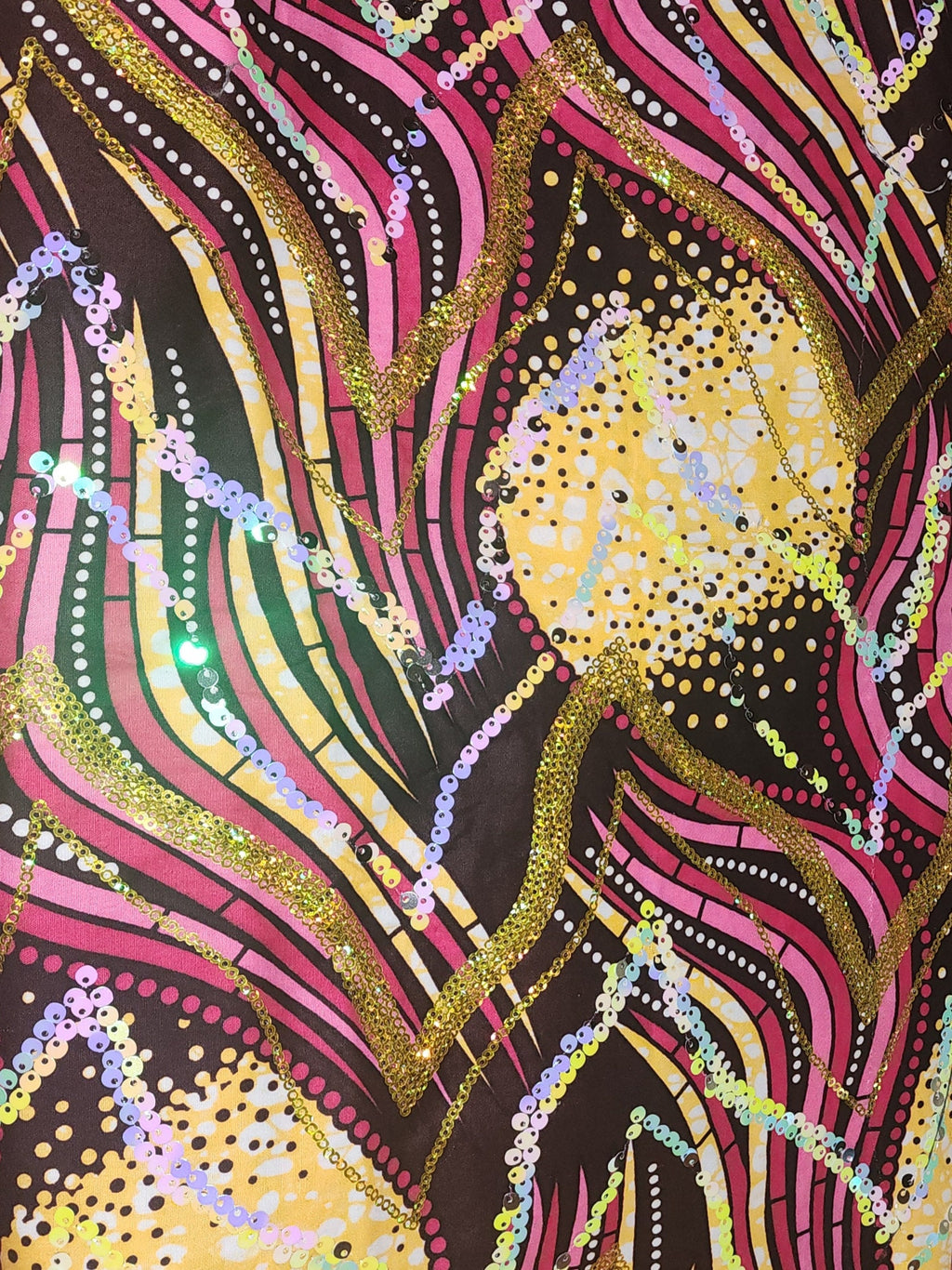 Sequin African Wax Print Head Wrap: Embroidered Cotton Scarf