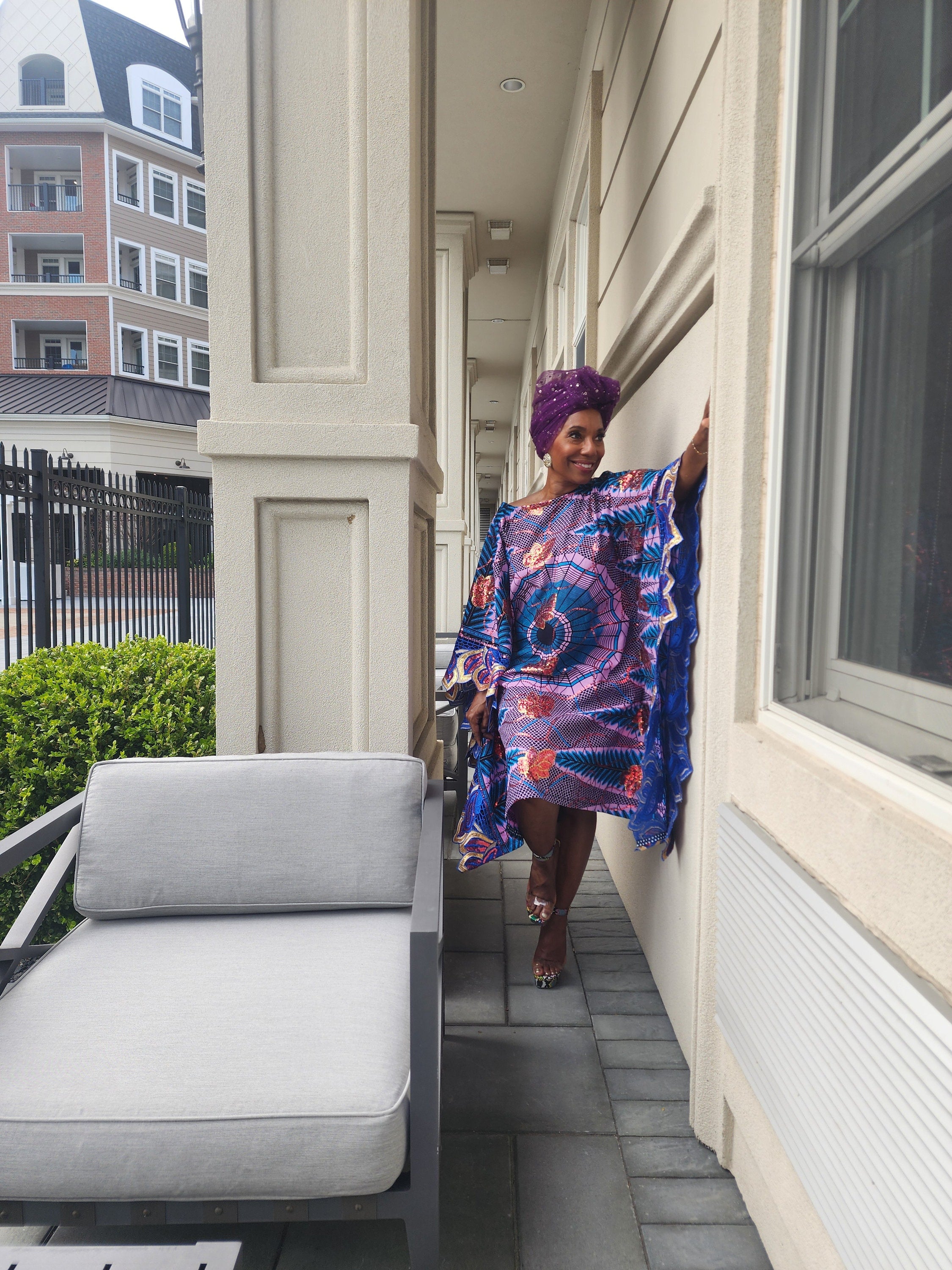The Nora Kaftan,  Wide shoulder  Ankara Dress, Plus Size Kaftan Dress, Embroidered Kaftan Dress, African Kaftan Dress