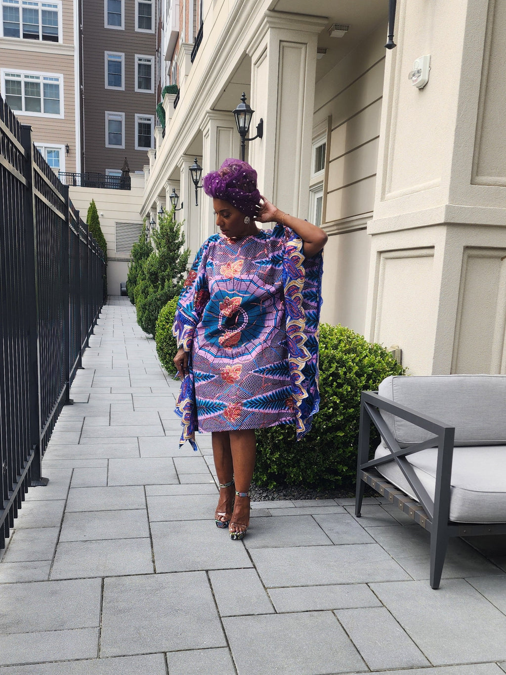 The Nora Kaftan,  Wide shoulder  Ankara Dress, Plus Size Kaftan Dress, Embroidered Kaftan Dress, African Kaftan Dress