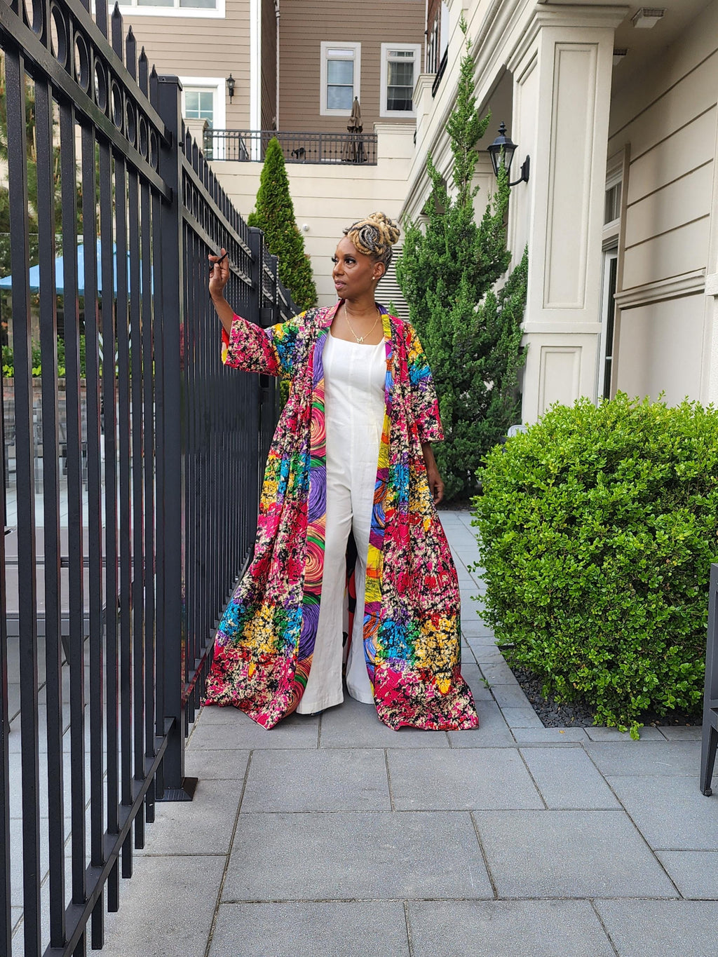 Reversible Harusi Kimono, African Wax Mix Print Kimono, Modest Church Dress, Full Length Duster