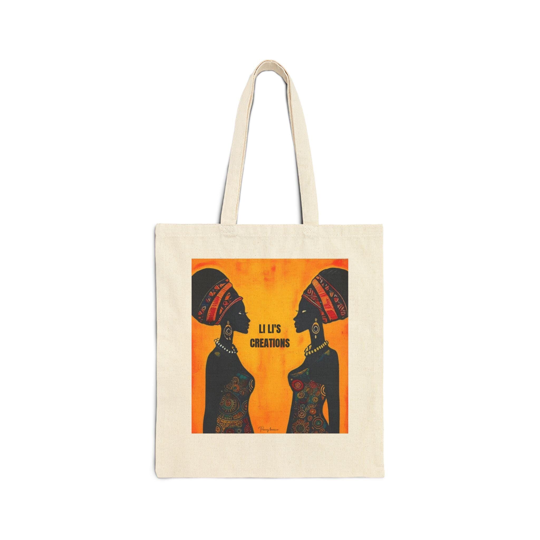 African Art Tote Bag: Li Li"s Creations, Vibrant Cotton Canvas