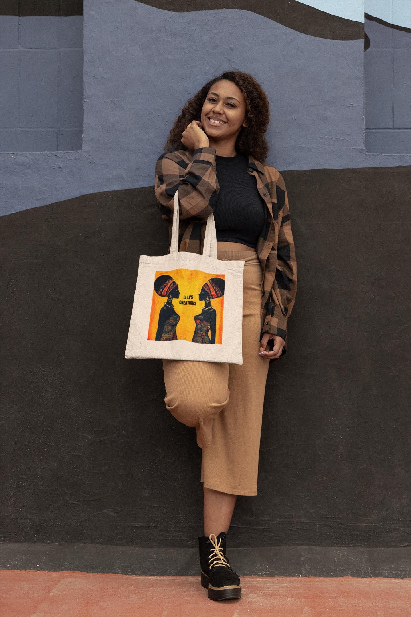 African Art Tote Bag: Li Li"s Creations, Vibrant Cotton Canvas