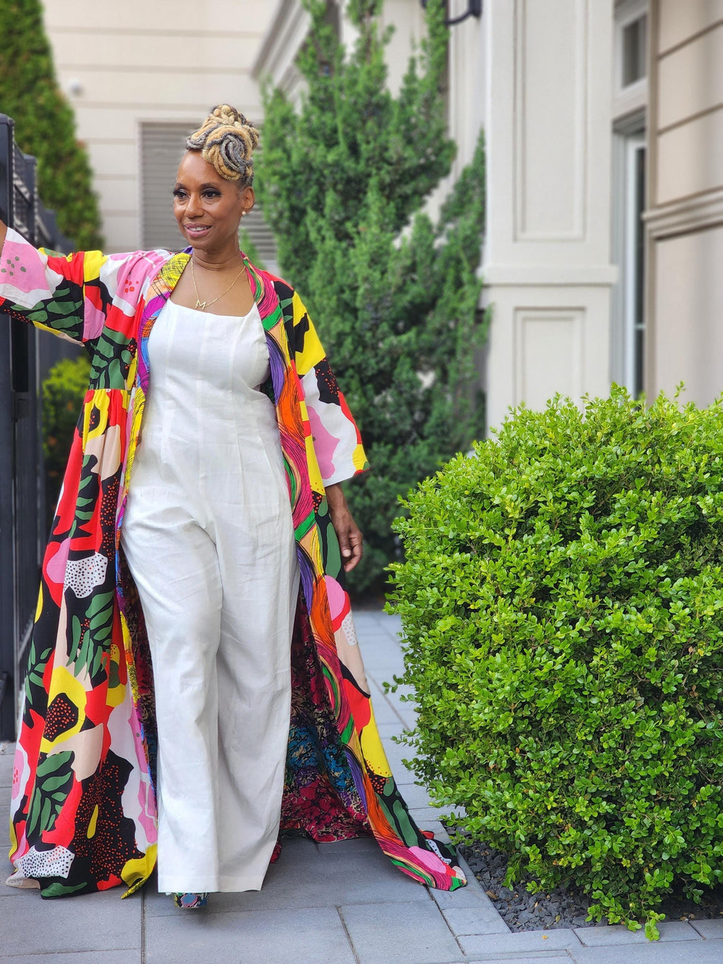 Reversible Harusi Kimono, African Wax Mix Print Kimono, Modest Church Dress, Full Length Duster