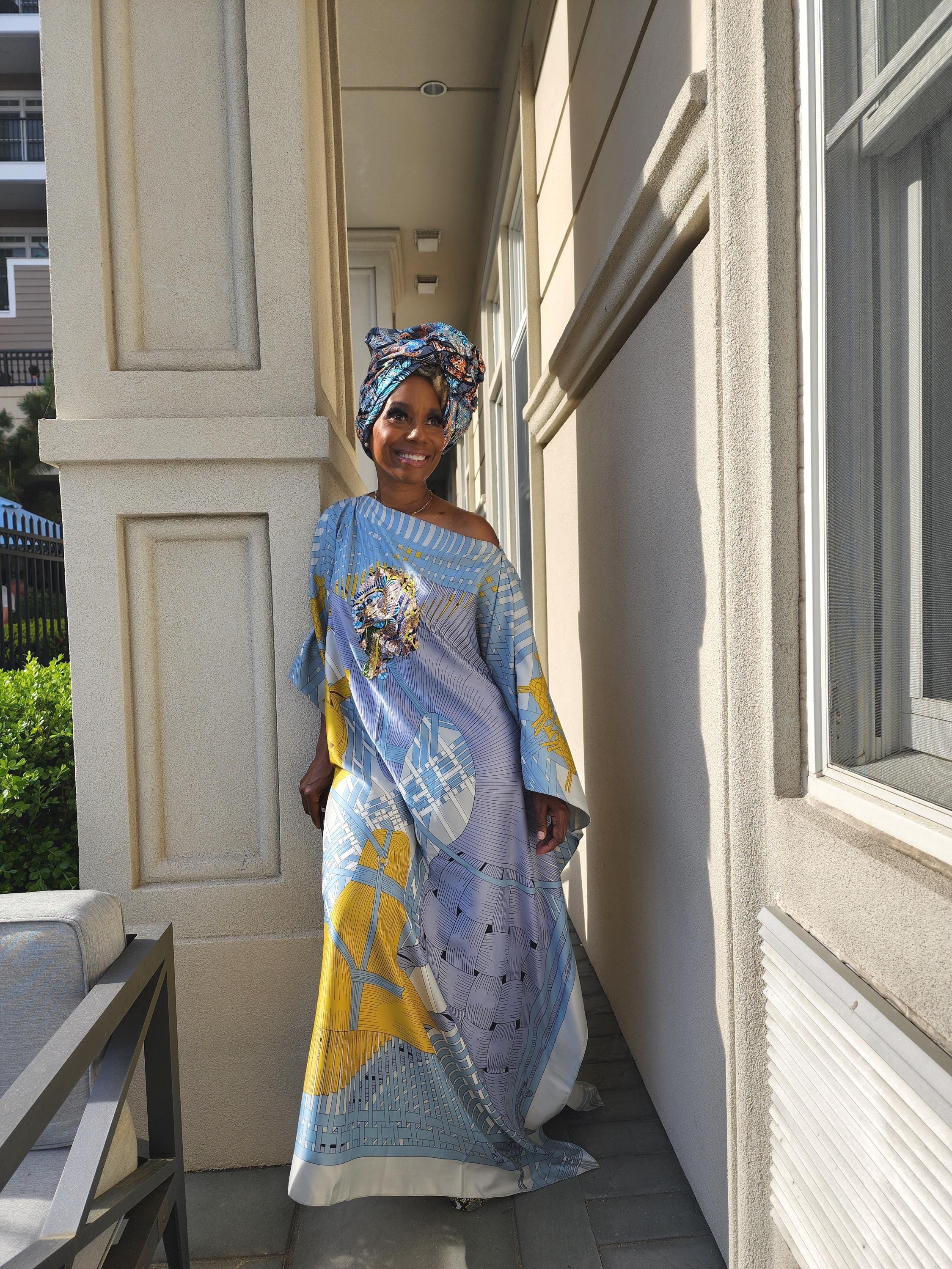 Sequin Afro-Girl Kaftan Dress – Luxury Vacation Gift, Handmade, One Size Fits Most