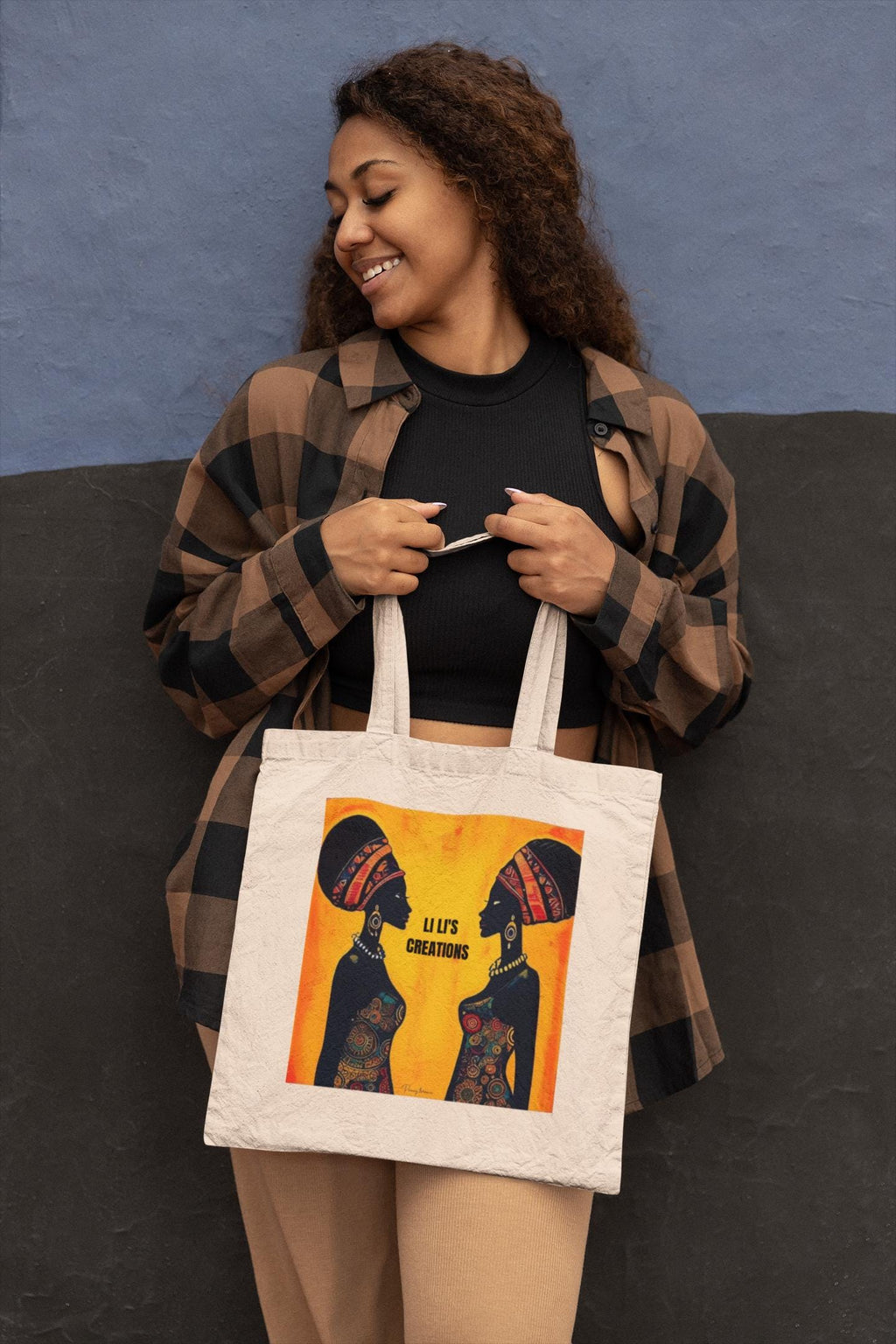 African Art Tote Bag: Li Li"s Creations, Vibrant Cotton Canvas