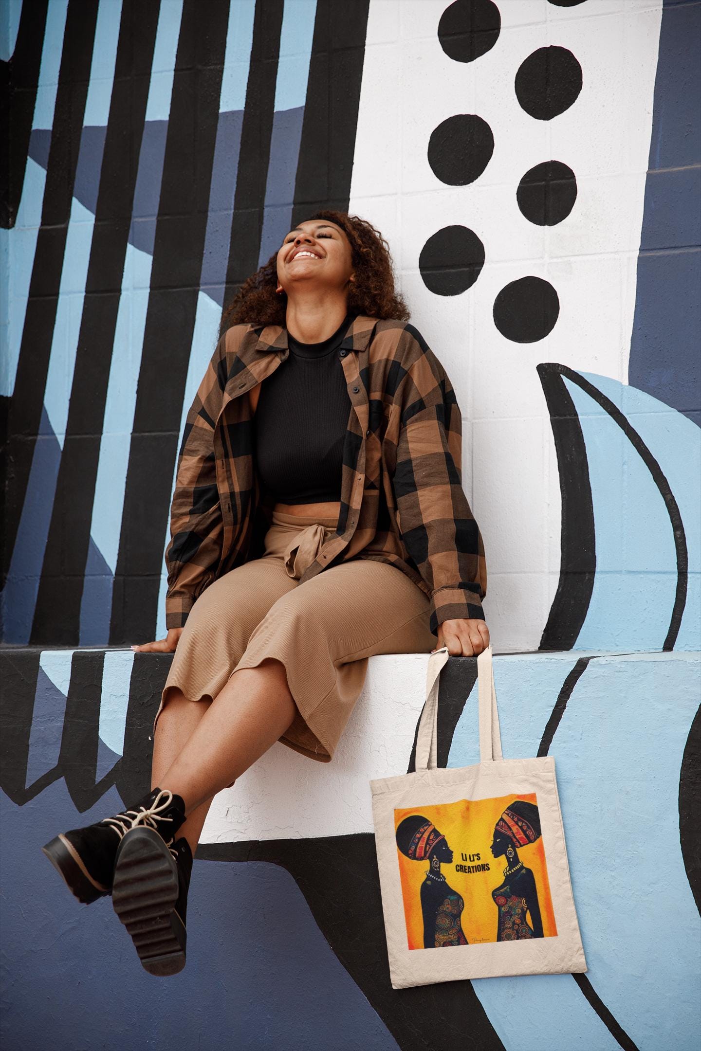 African Art Tote Bag: Li Li"s Creations, Vibrant Cotton Canvas