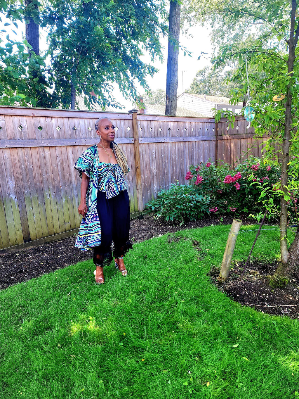 Funika Duster: Blue Glitter Ankara Jacket