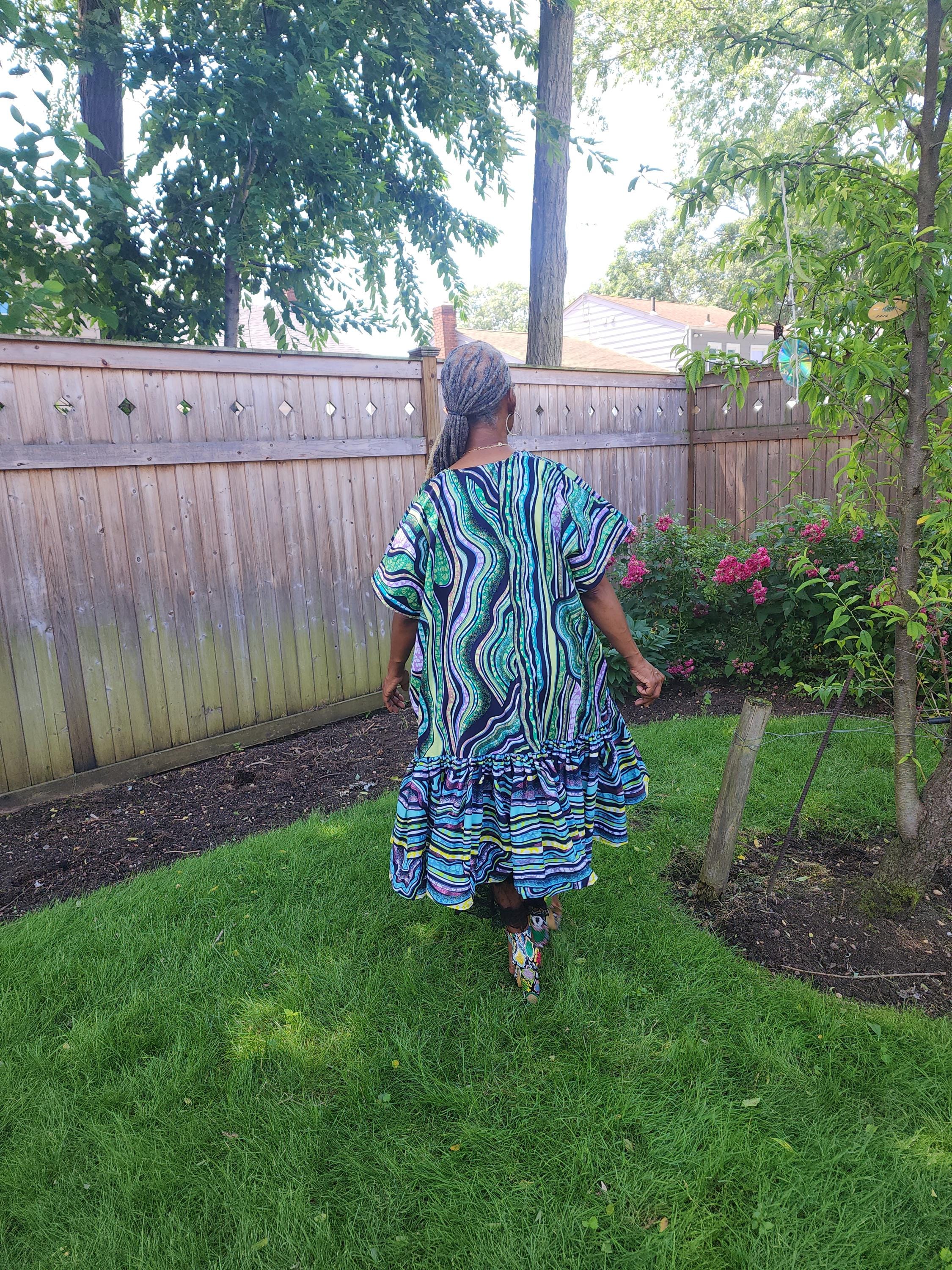 Funika Duster: Blue Glitter Ankara Jacket