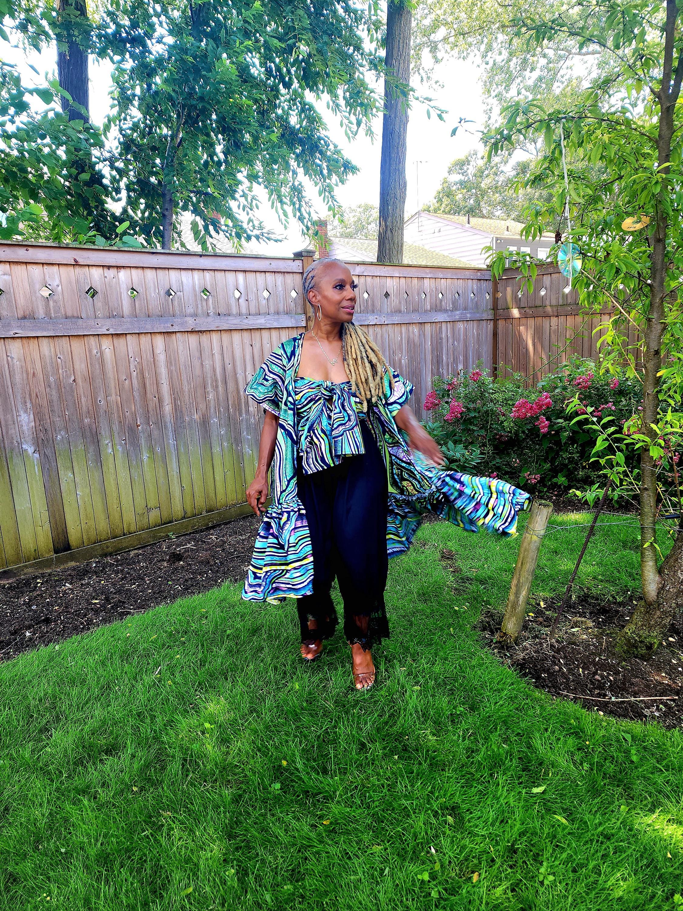 Funika Duster: Blue Glitter Ankara Jacket