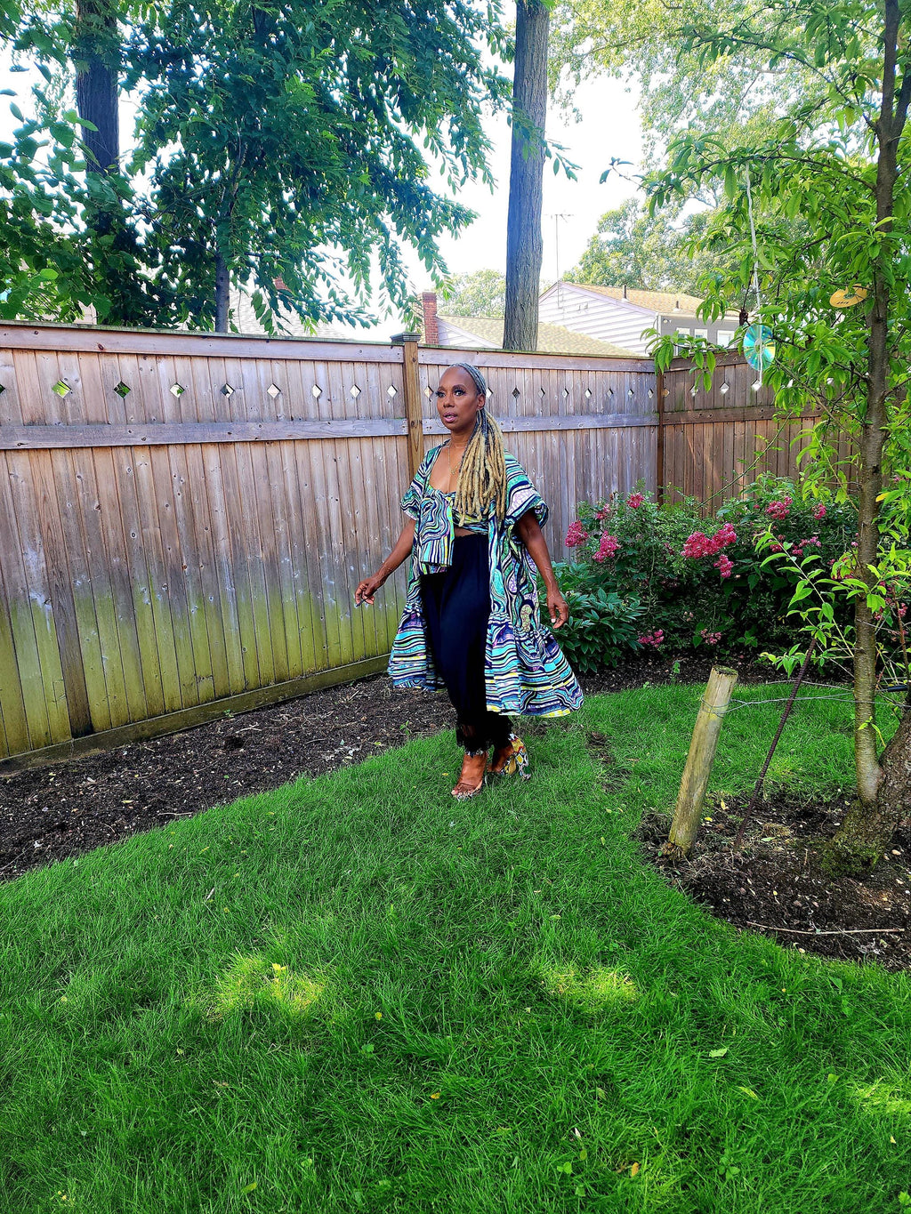 Funika Duster: Blue Glitter Ankara Jacket