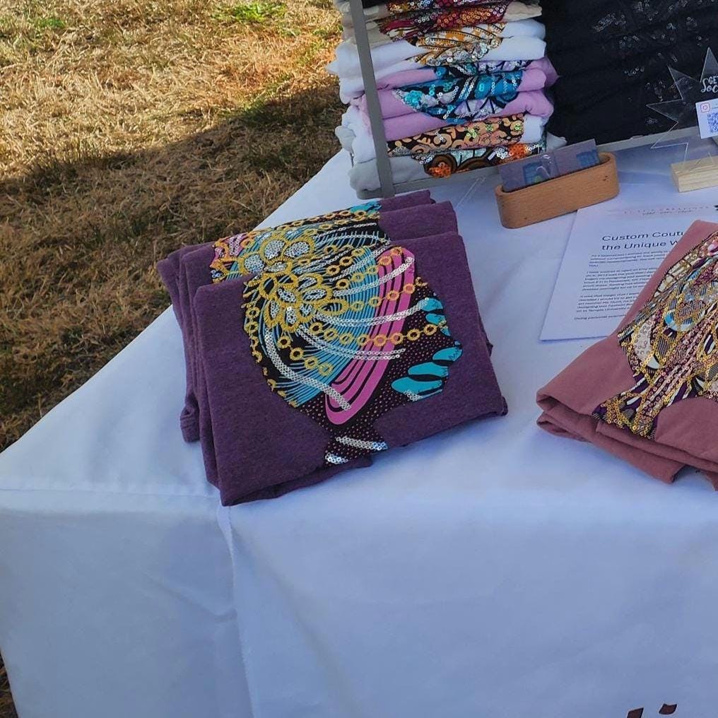 Sequin  or Glitter Wax Afro T-shirt: Handmade Cotton T-shirt