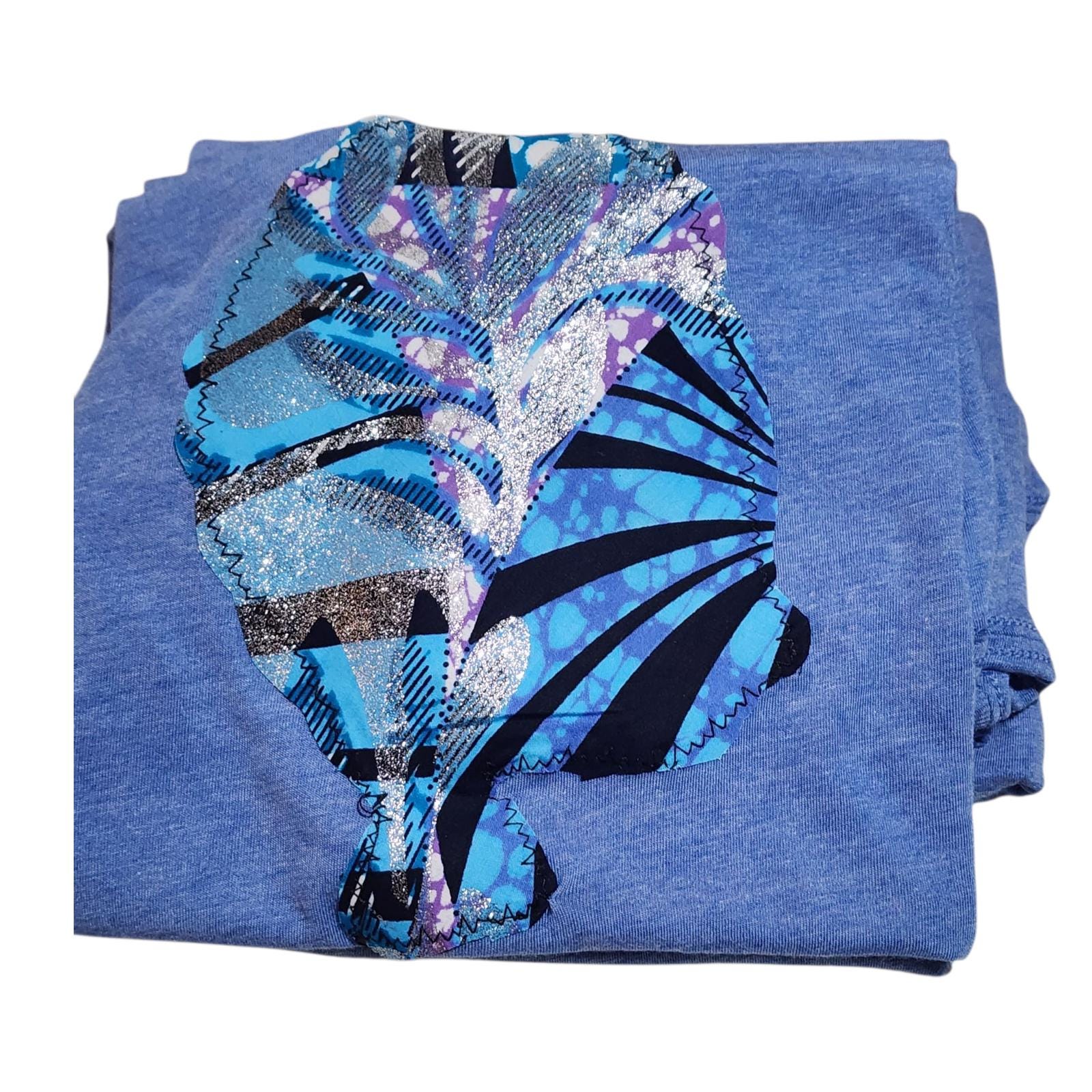 Sequin  or Glitter Wax Afro T-shirt: Handmade Cotton T-shirt