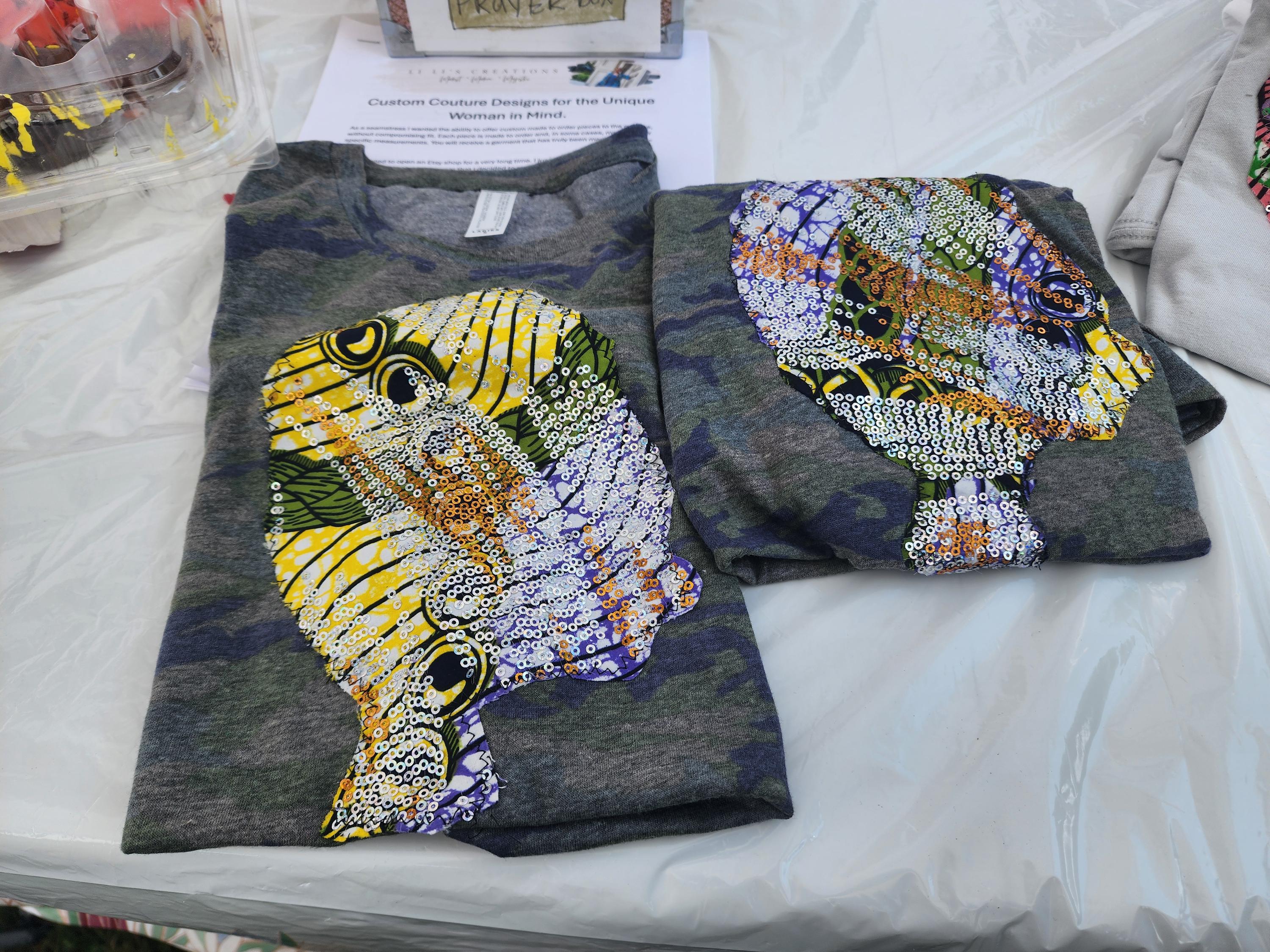 Sequin  or Glitter Wax Afro T-shirt: Handmade Cotton T-shirt