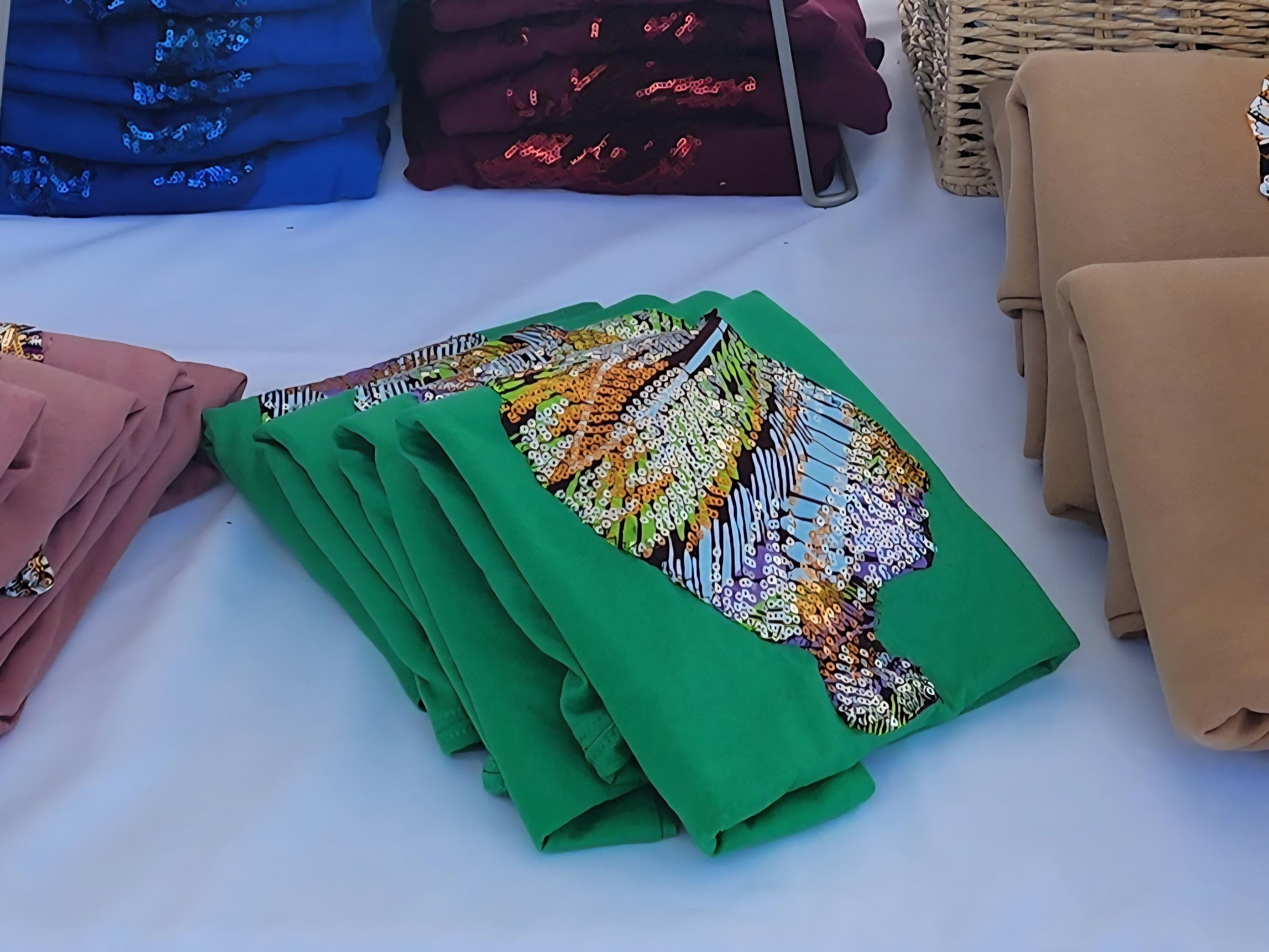 Sequin  or Glitter Wax Afro T-shirt: Handmade Cotton T-shirt