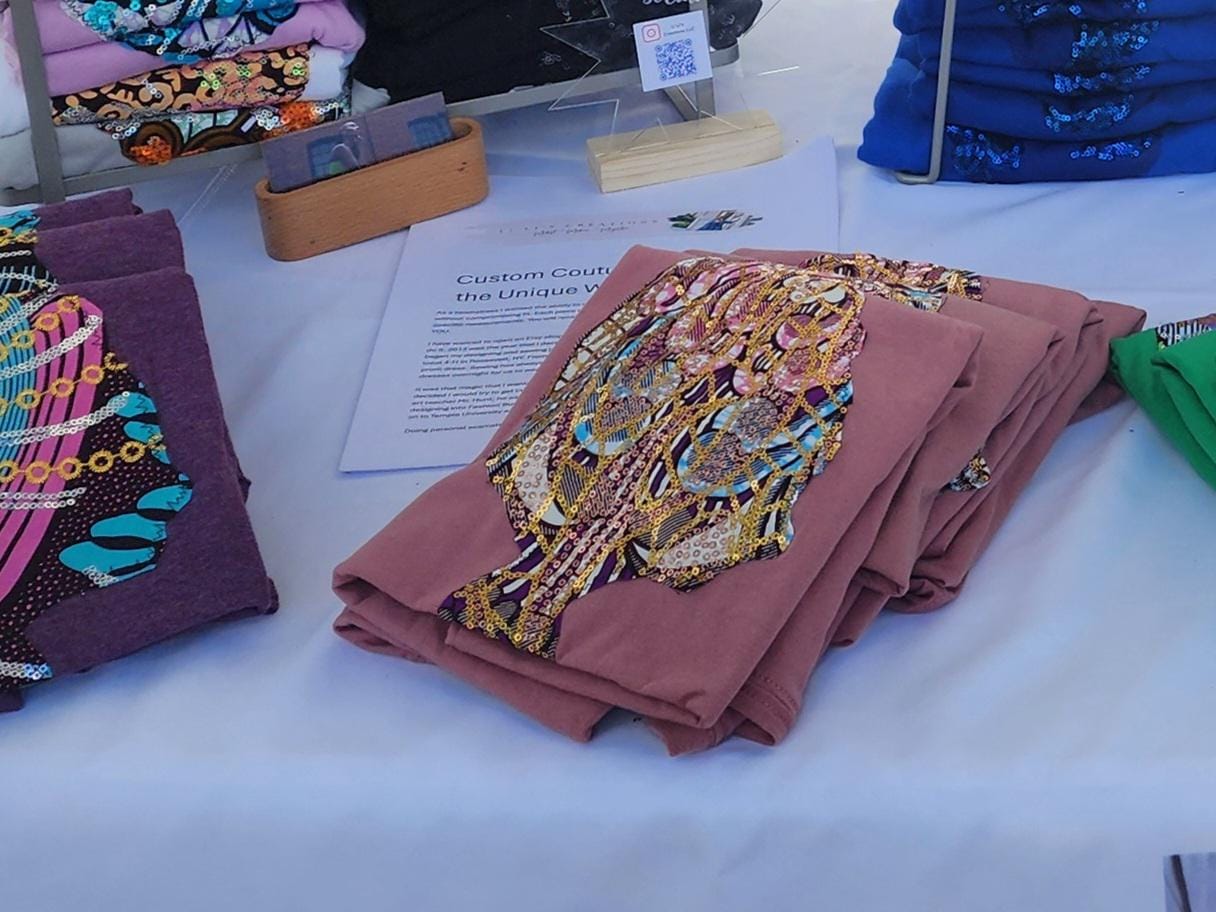 Sequin  or Glitter Wax Afro T-shirt: Handmade Cotton T-shirt