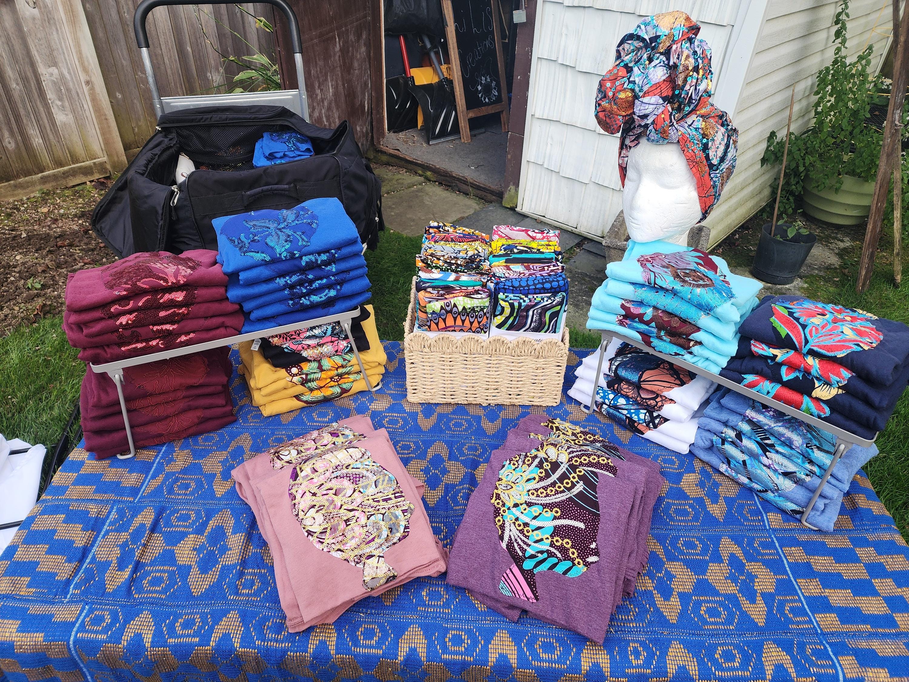 Sequin  or Glitter Wax Afro T-shirt: Handmade Cotton T-shirt