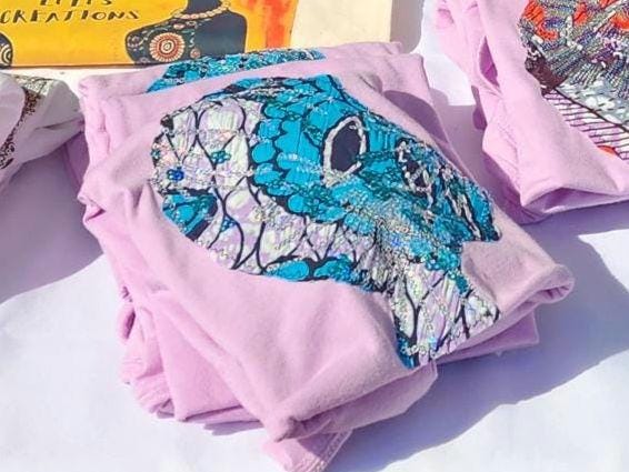 Sequin  or Glitter Wax Afro T-shirt: Handmade Cotton T-shirt